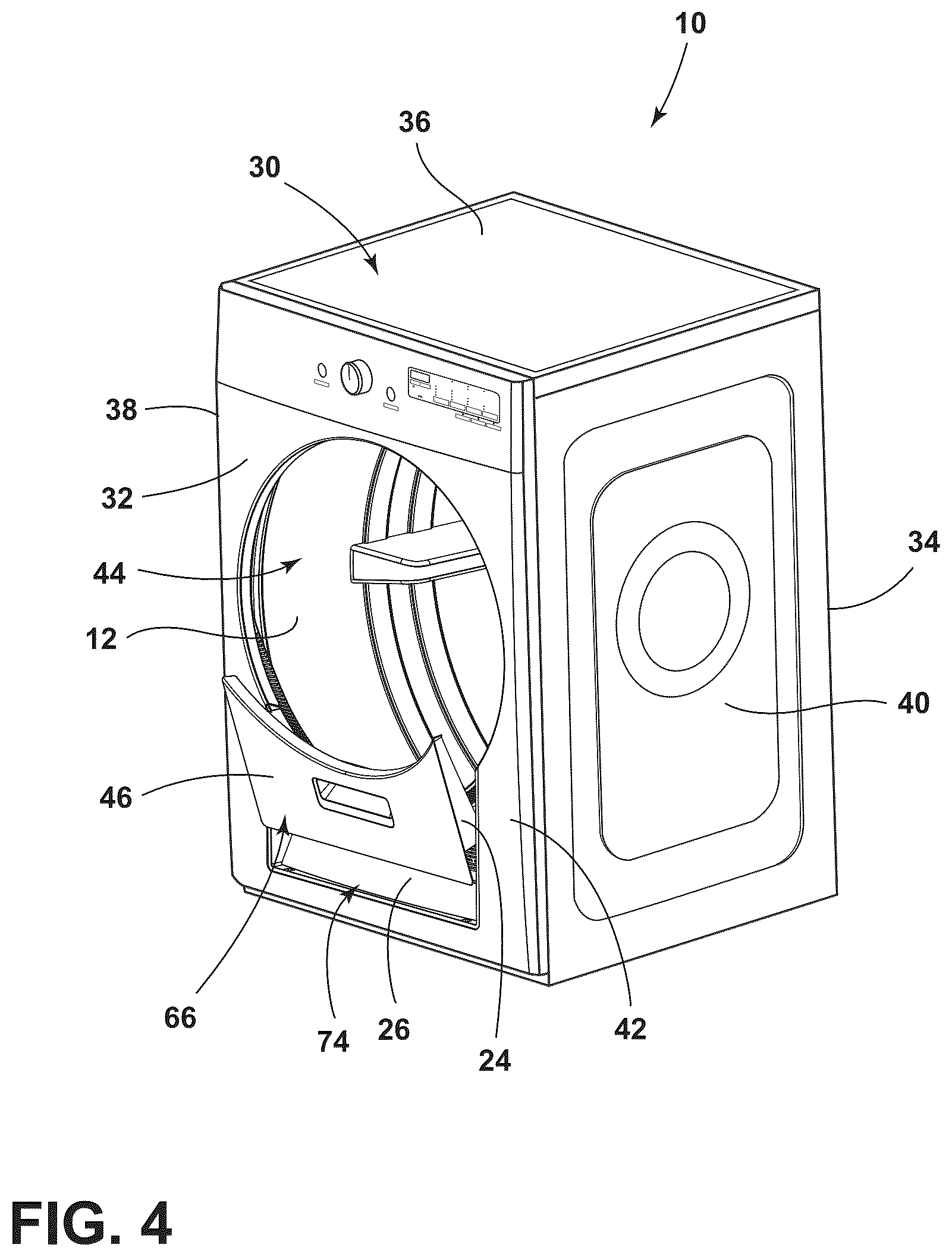 Patent US12378716 Figure 4 – Laundry appliance