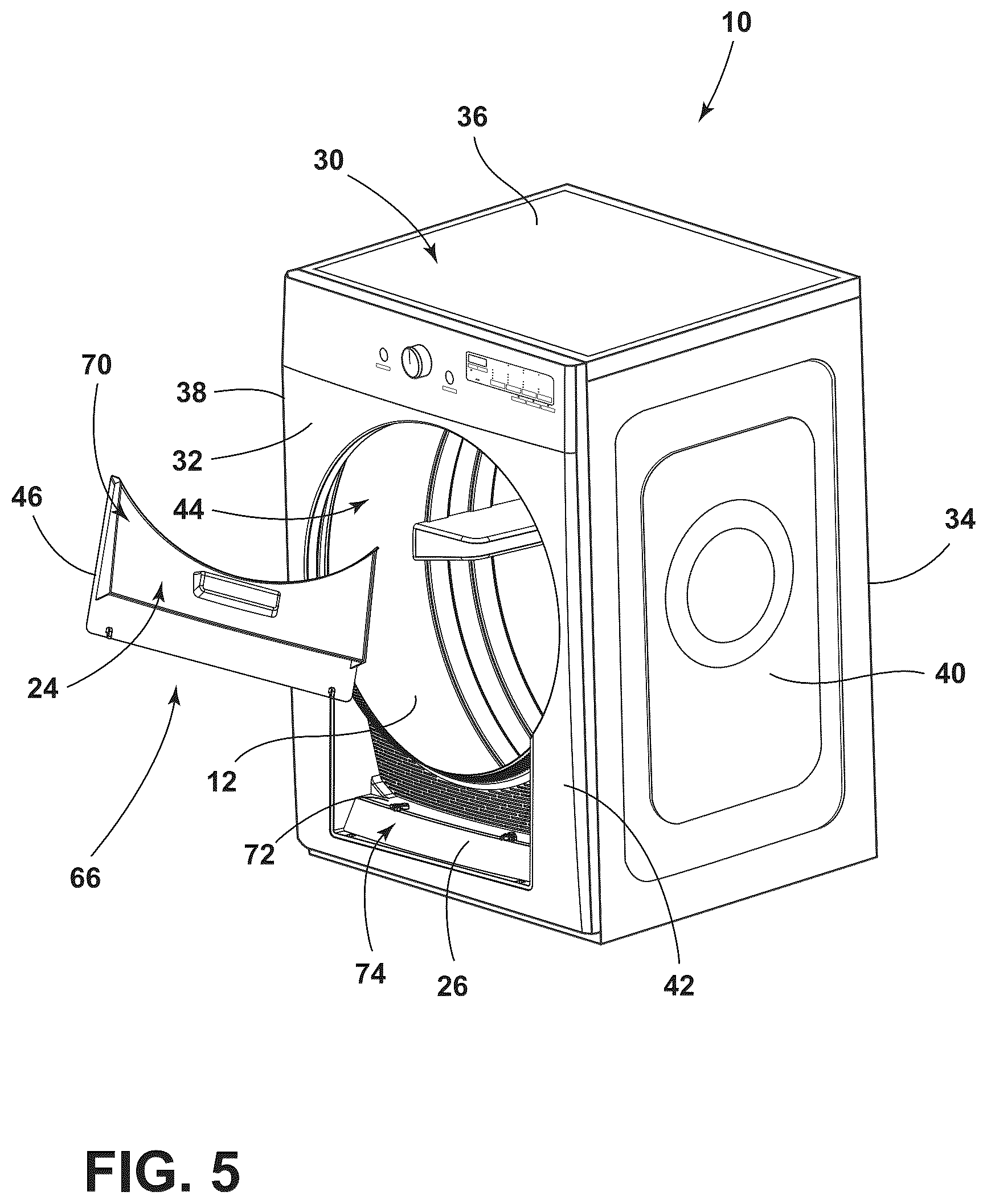 Patent US12378716 Figure 5 – Laundry appliance