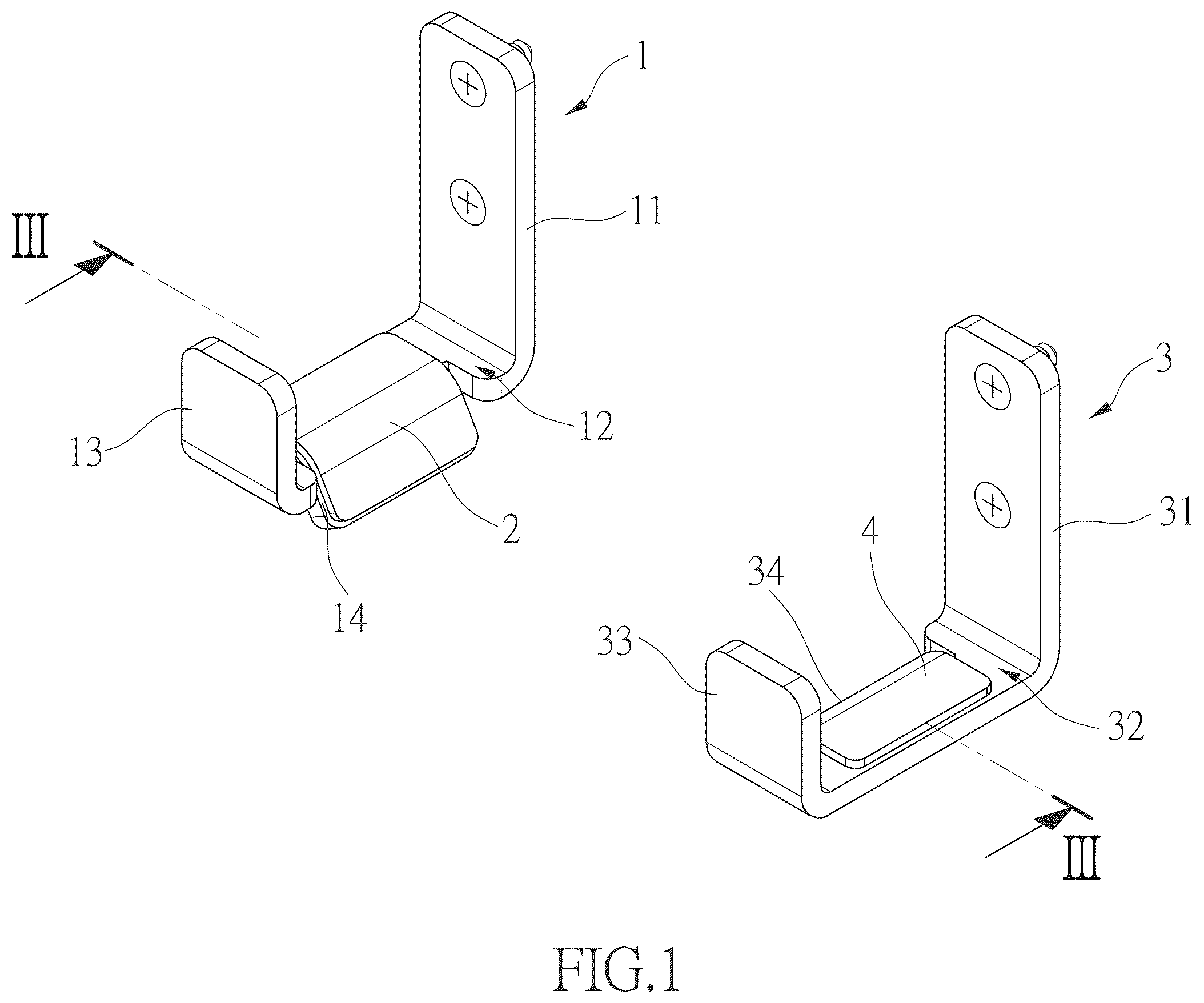 Patent US12378719 Figure 1 – Hanging set for ironing boards