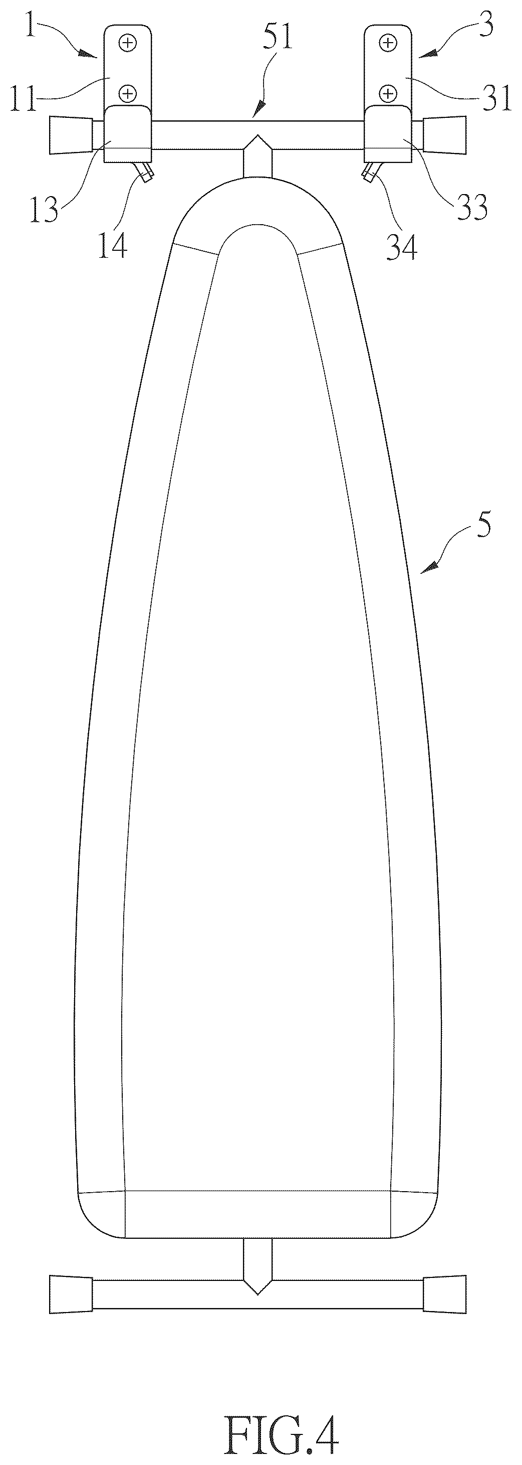 Patent US12378719 Figure 4 – Hanging set for ironing boards