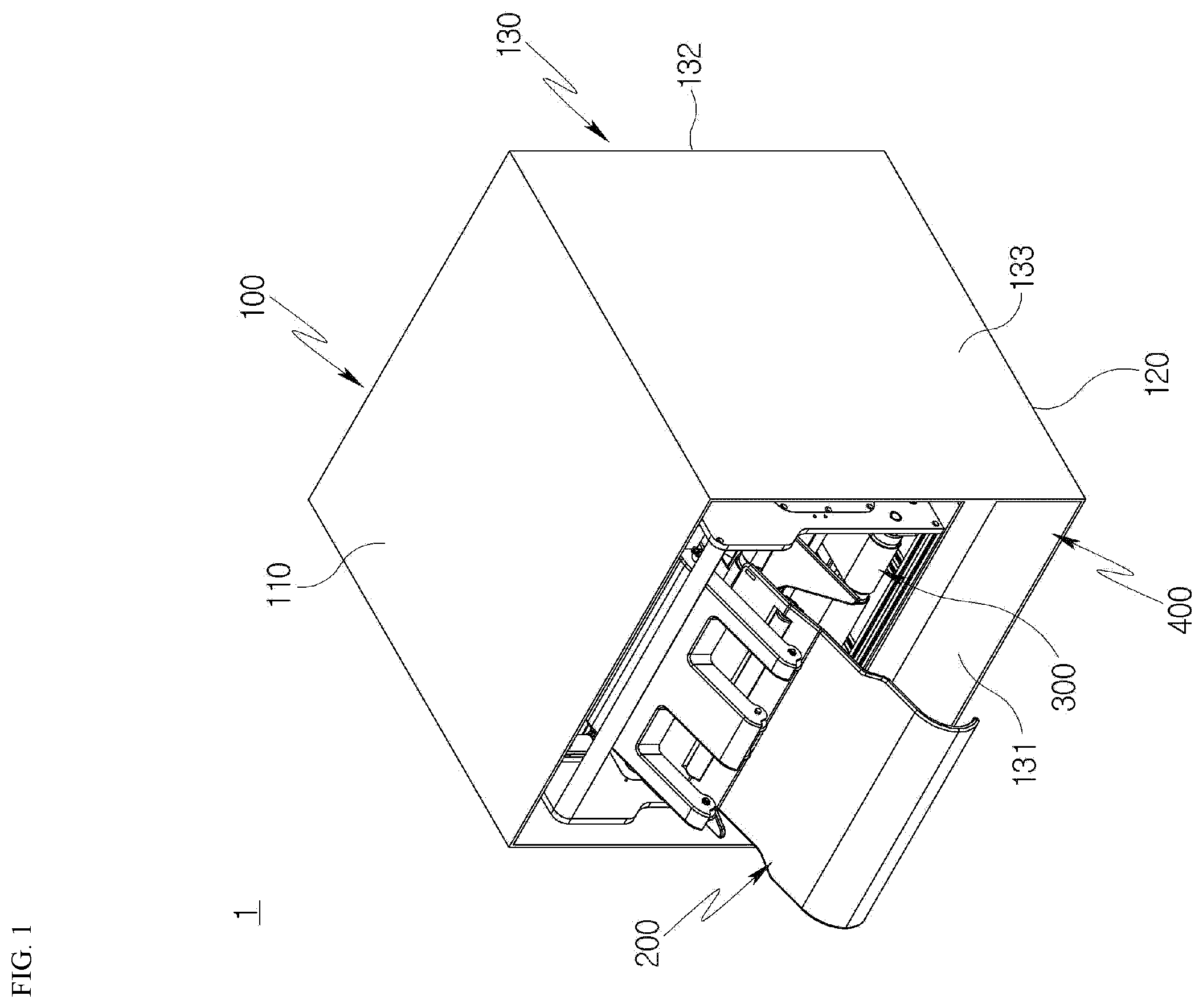 Patent US12378720 Figure 1 – Clothes folding machine
