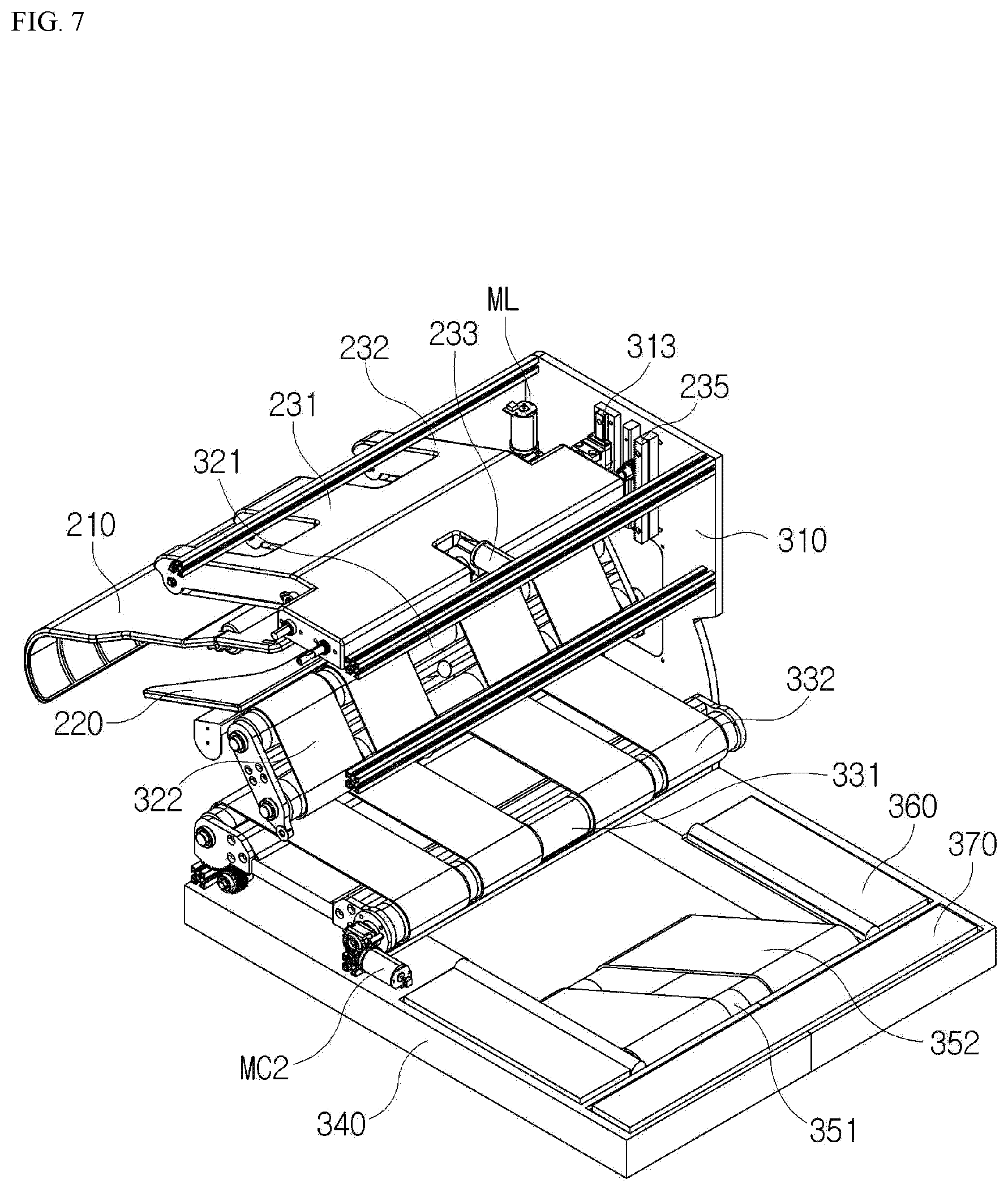 Patent US12378720 Figure 7 – Clothes folding machine