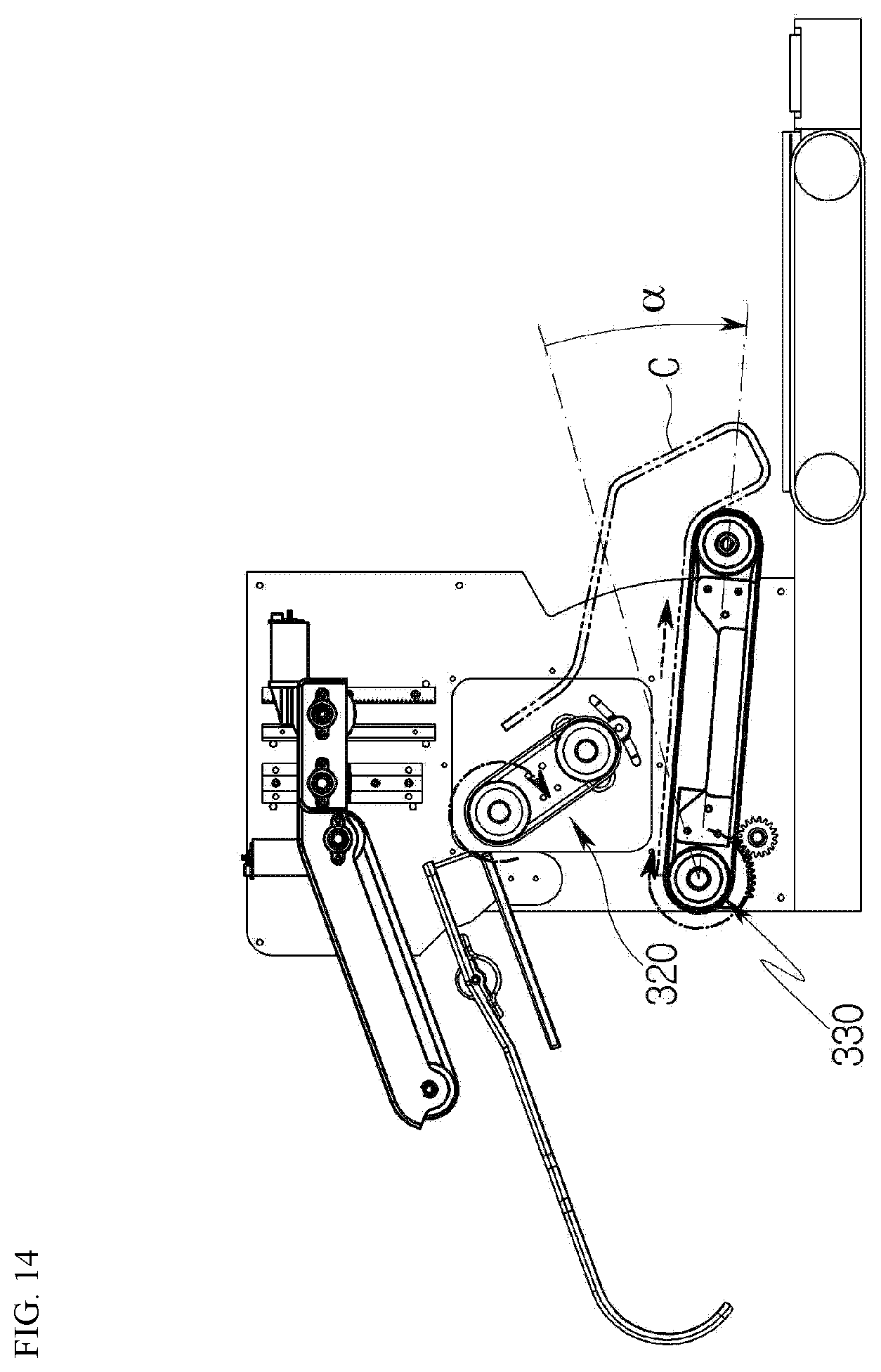 Patent US12378720 Figure 14 – Clothes folding machine