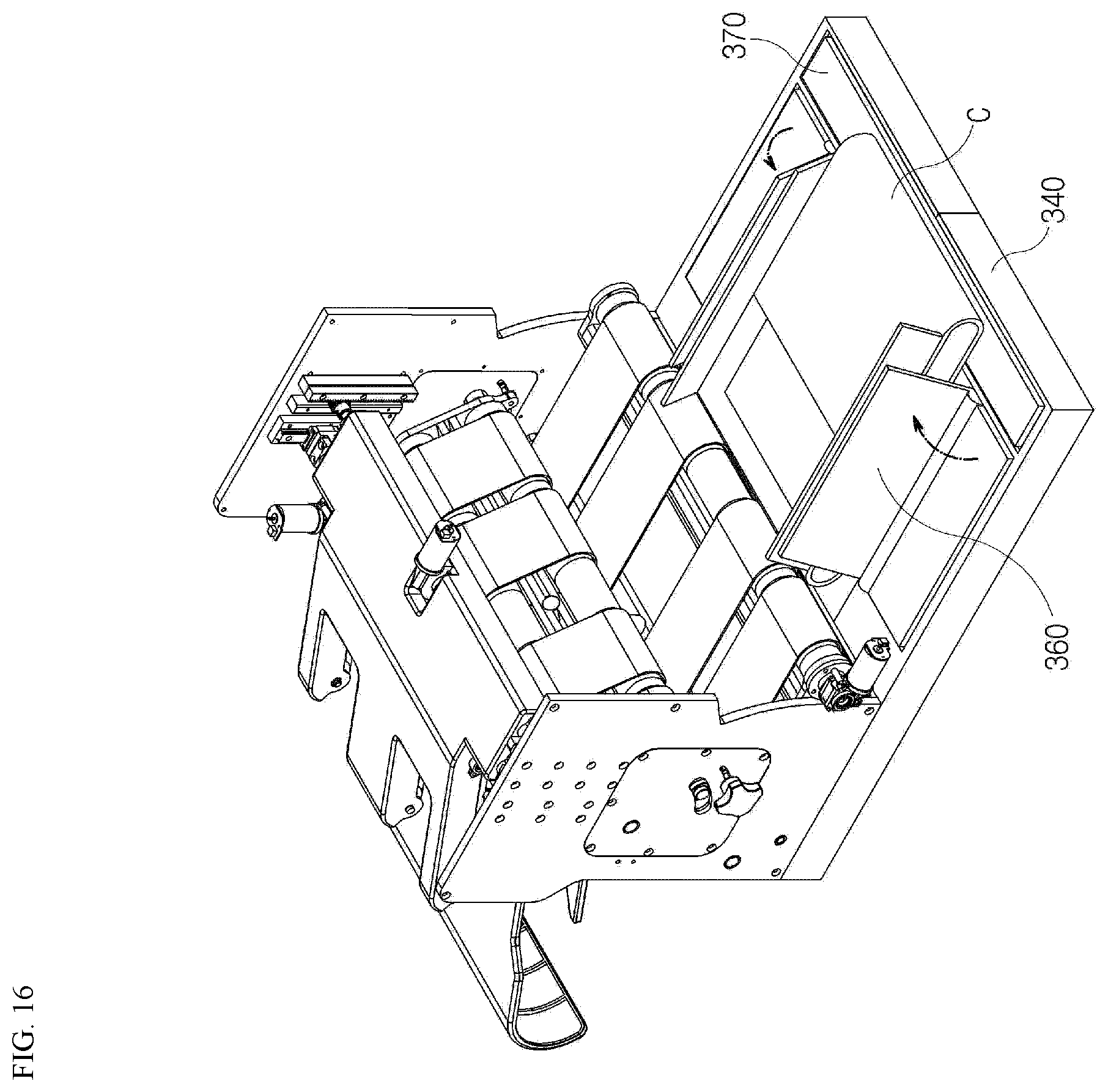 Patent US12378720 Figure 16 – Clothes folding machine