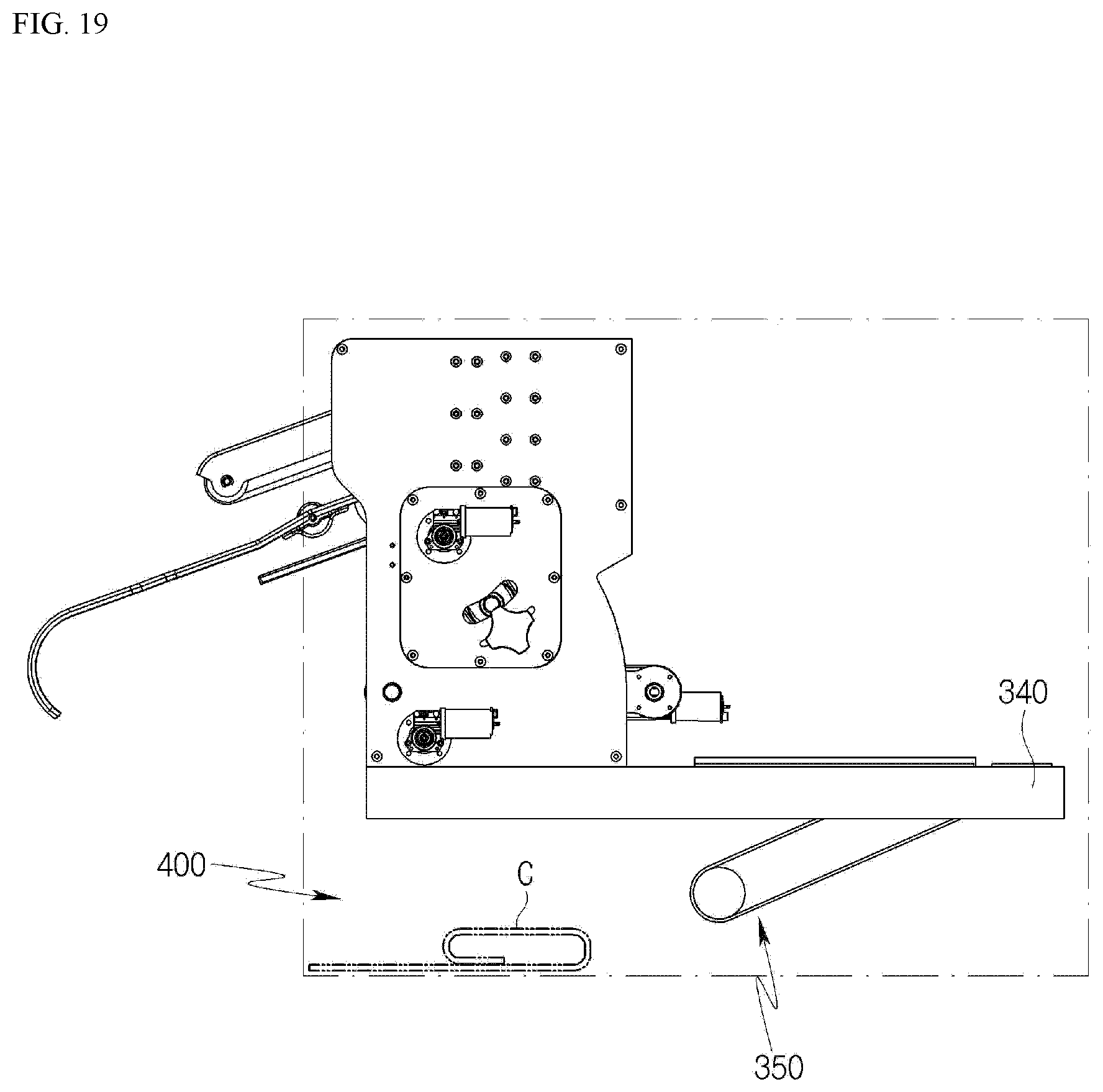 Patent US12378720 Figure 19 – Clothes folding machine
