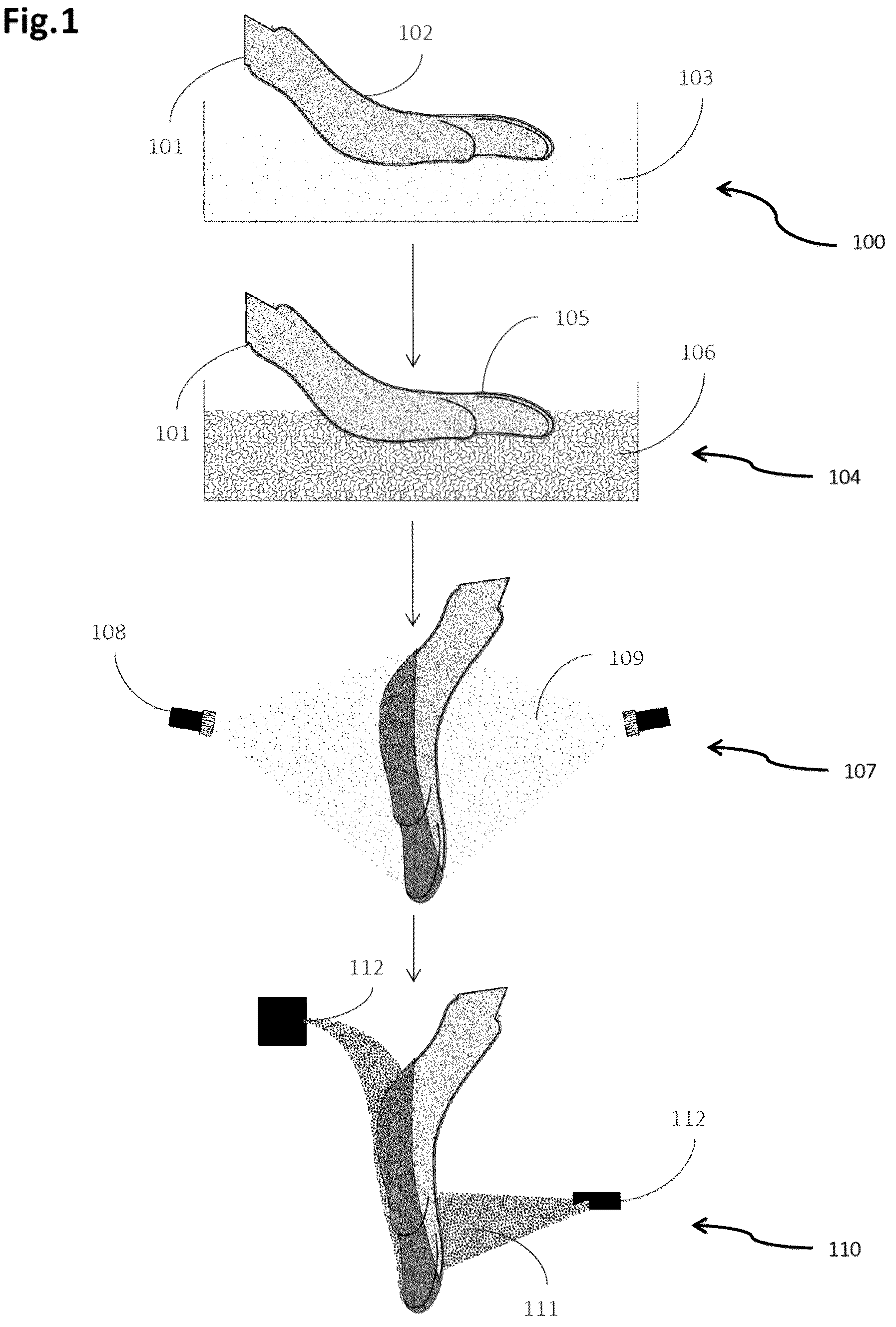 Patent US12378725 Figure 1 – Percolative surface textured polymeric latex coating for a fabric supported glove and method of making