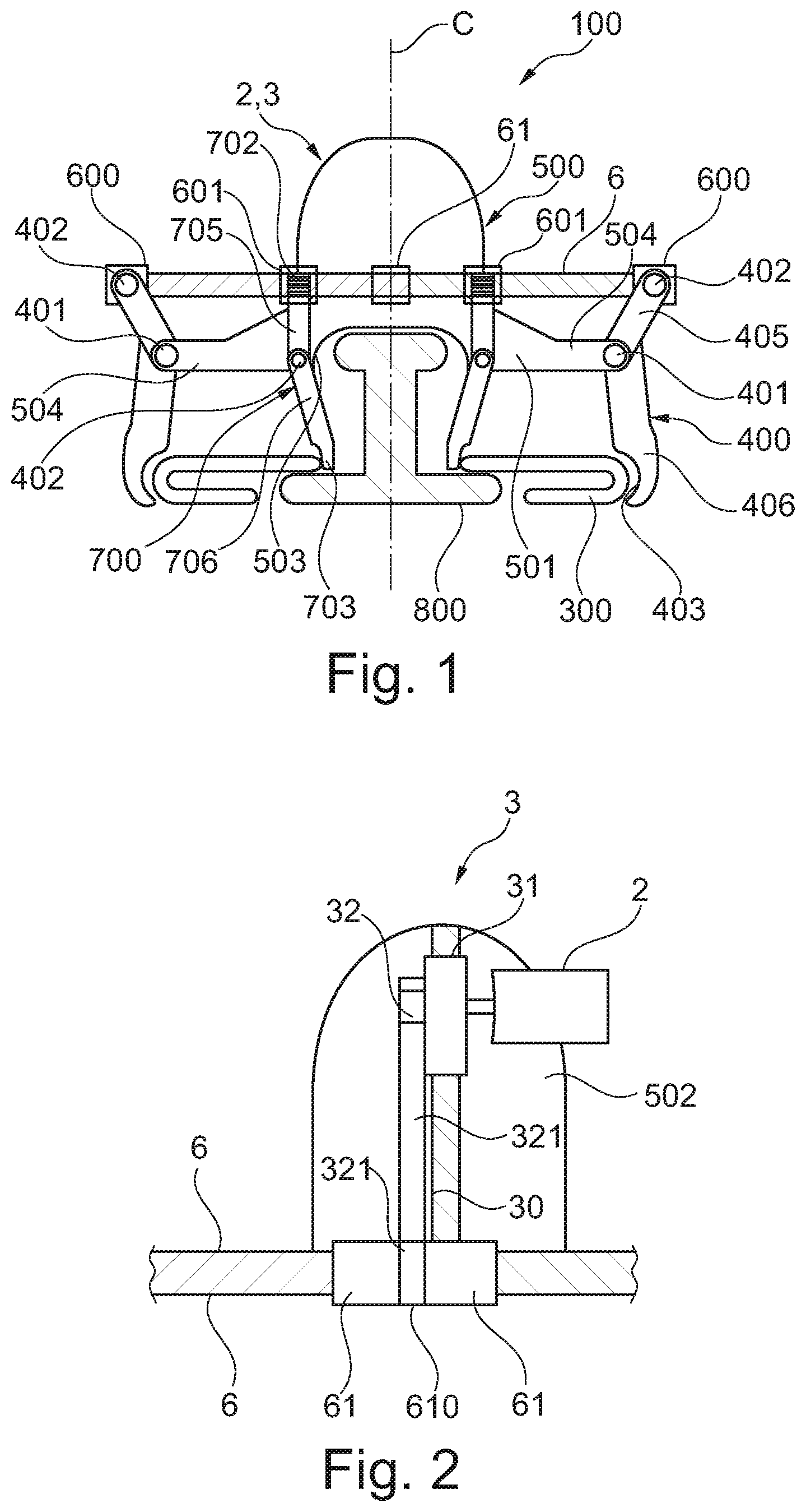 Patent US12378730 Figure 1 – Rail clamp handling arrangement