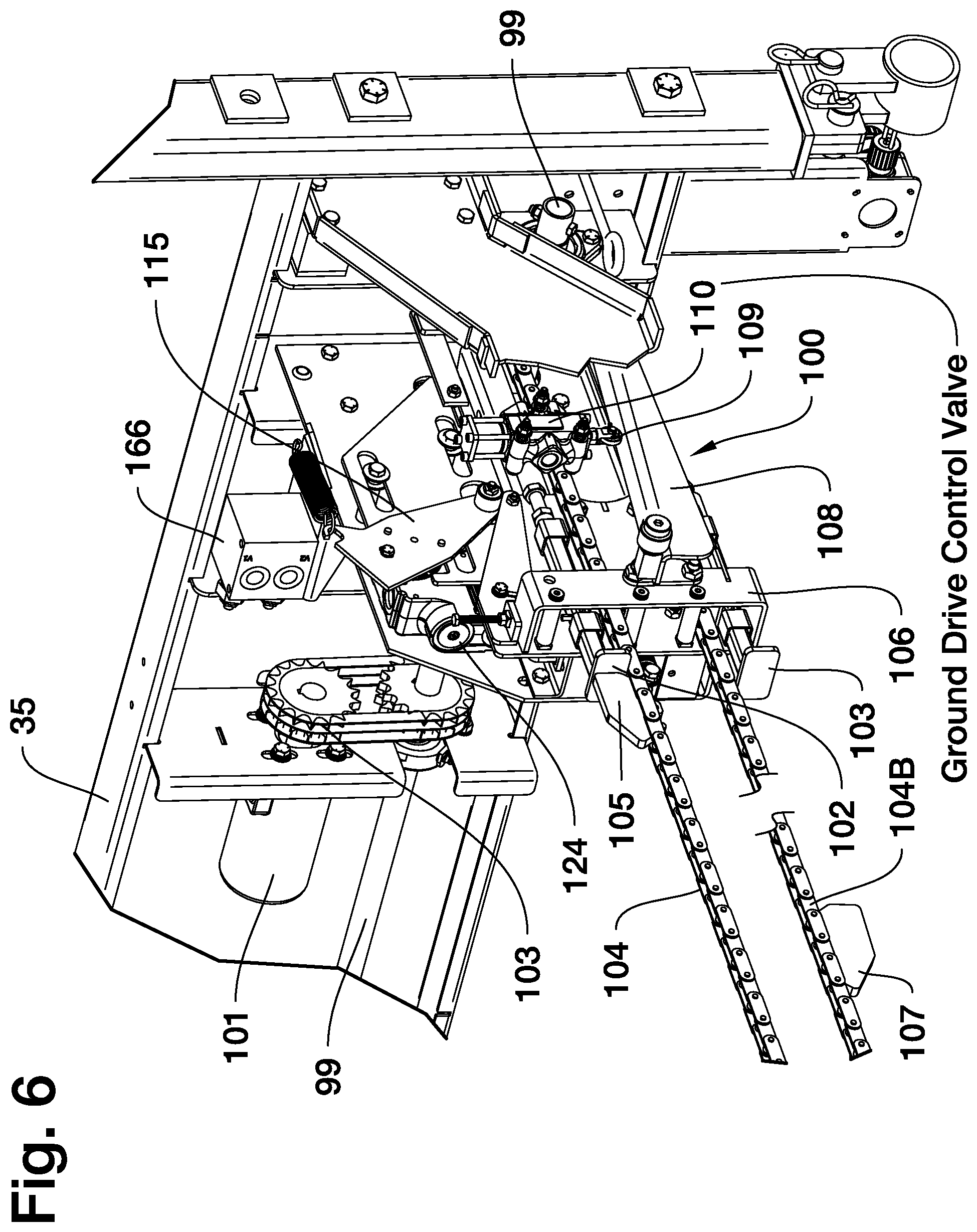 Patent US12378733 Figure 8 – Bridge deck paver with enhanced hydraulic shifting