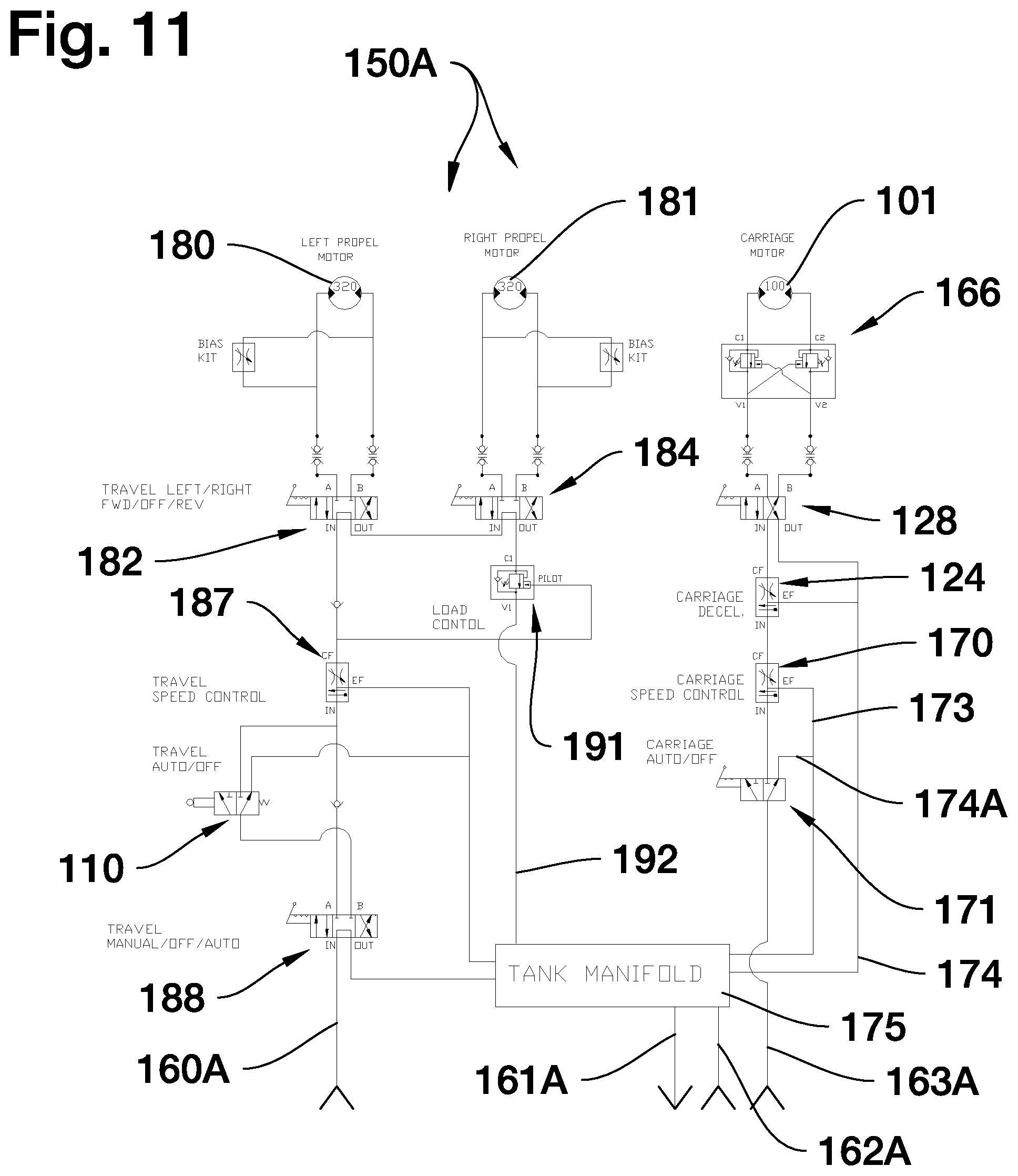 Patent US12378733 Figure 15 – Bridge deck paver with enhanced hydraulic shifting