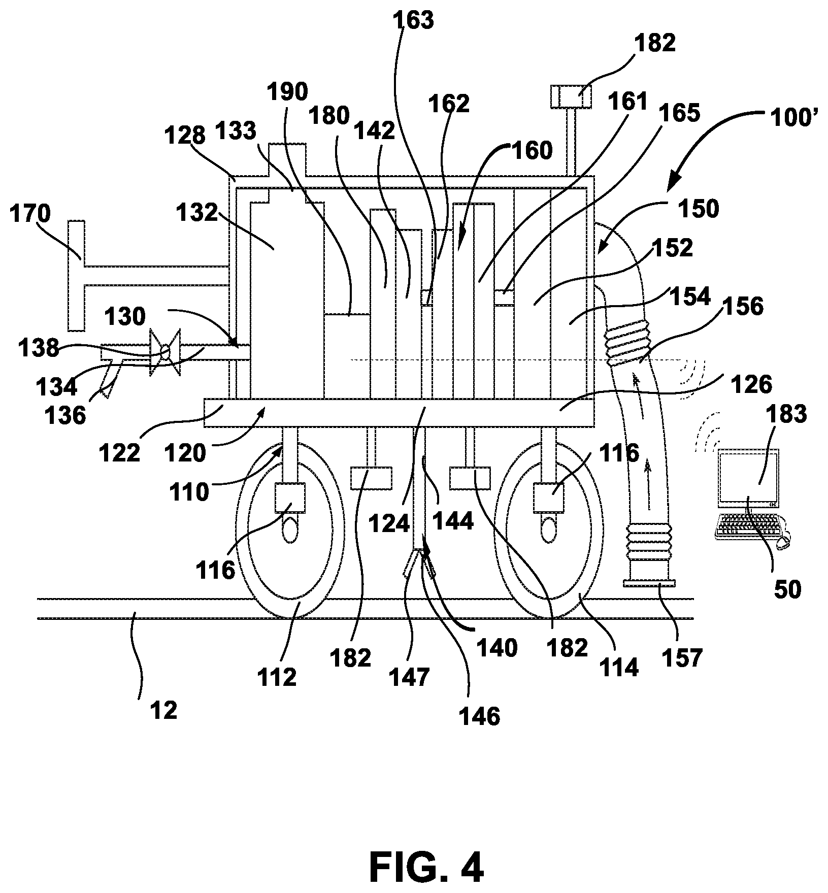 Patent US12378739 Figure 4 – Rail track cleaner vehicle