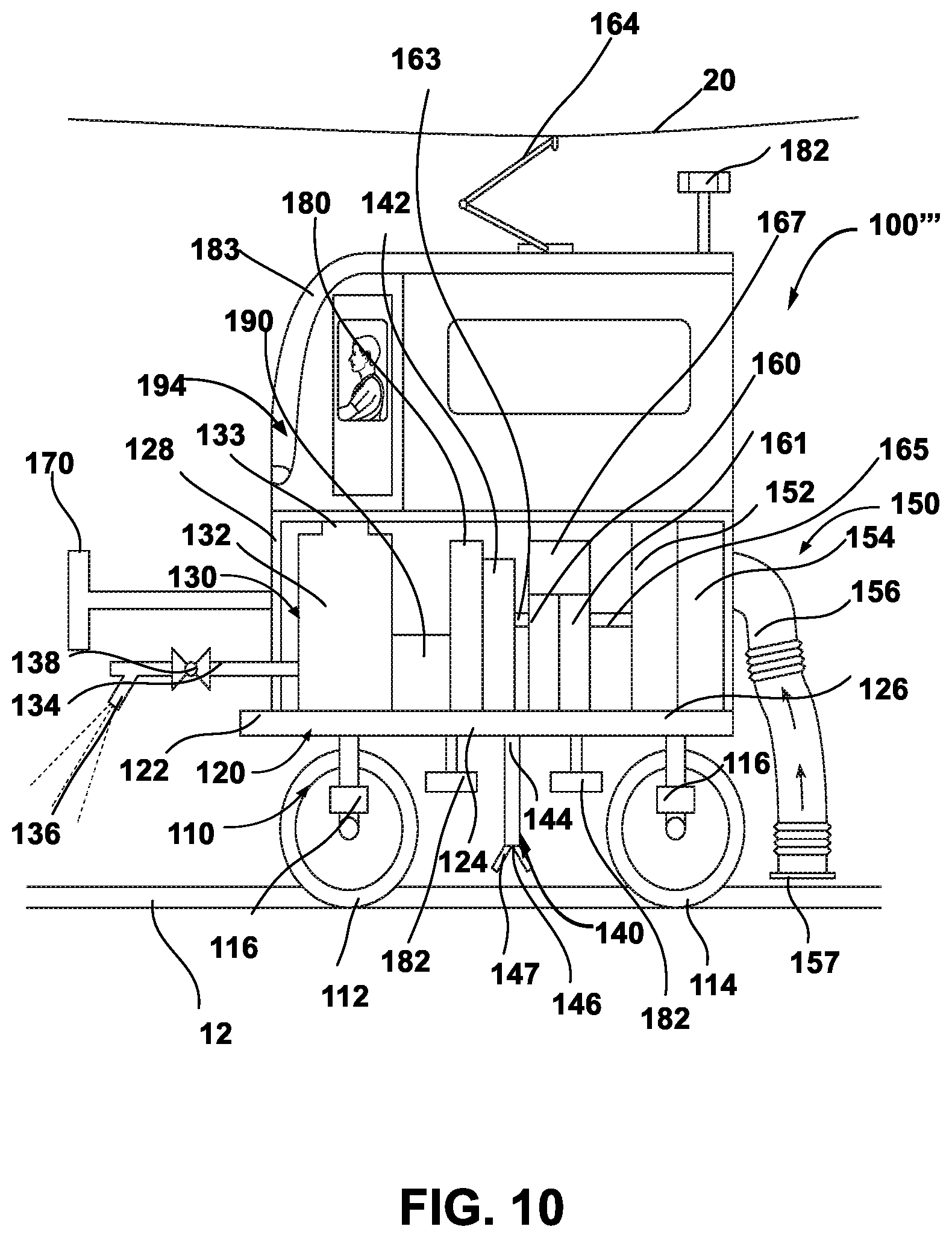 Patent US12378739 Figure 10 – Rail track cleaner vehicle