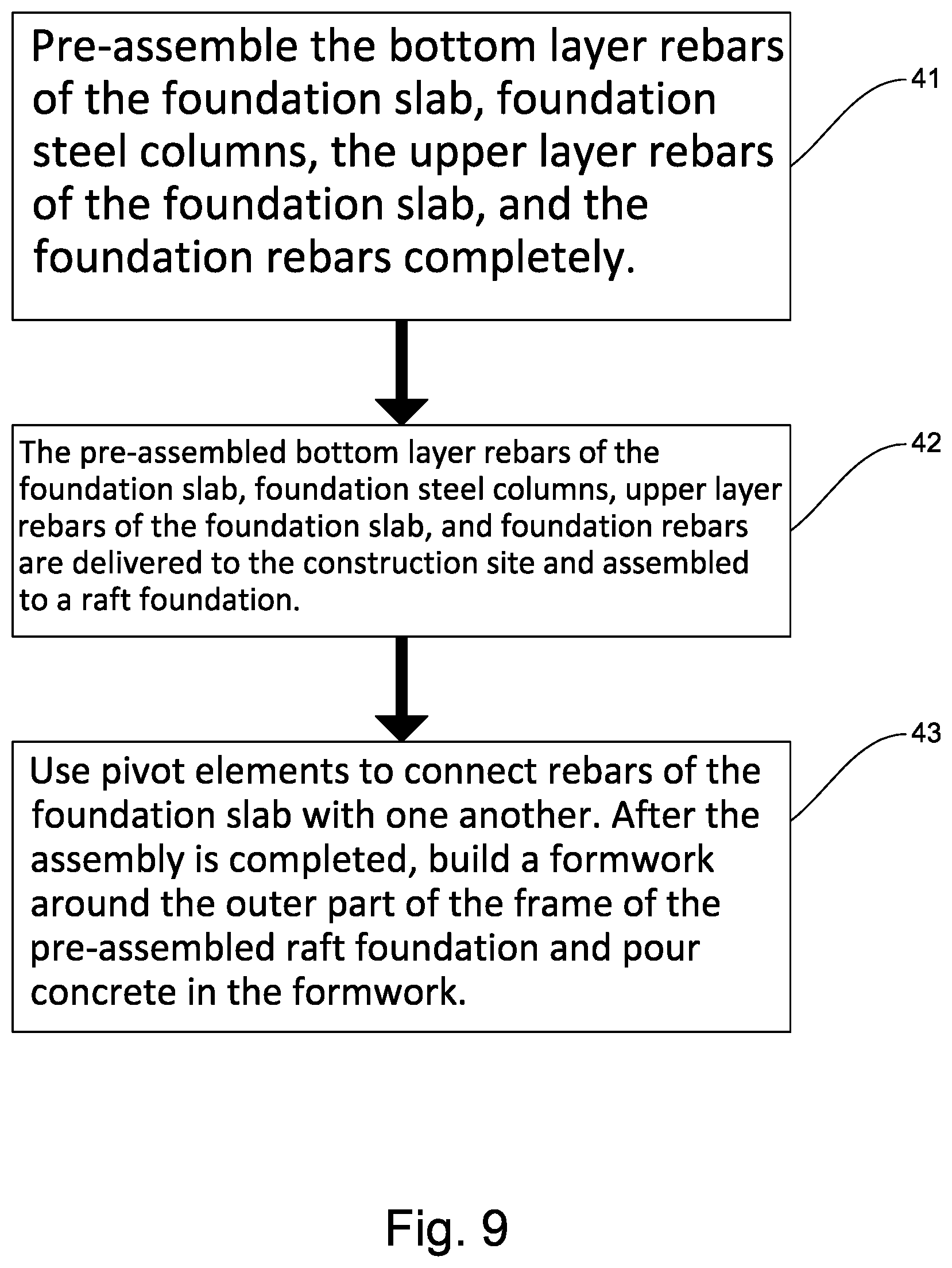 Patent US12378743 Figure 9 – Multi-piece pre-assembled raft foundation and construction method thereof