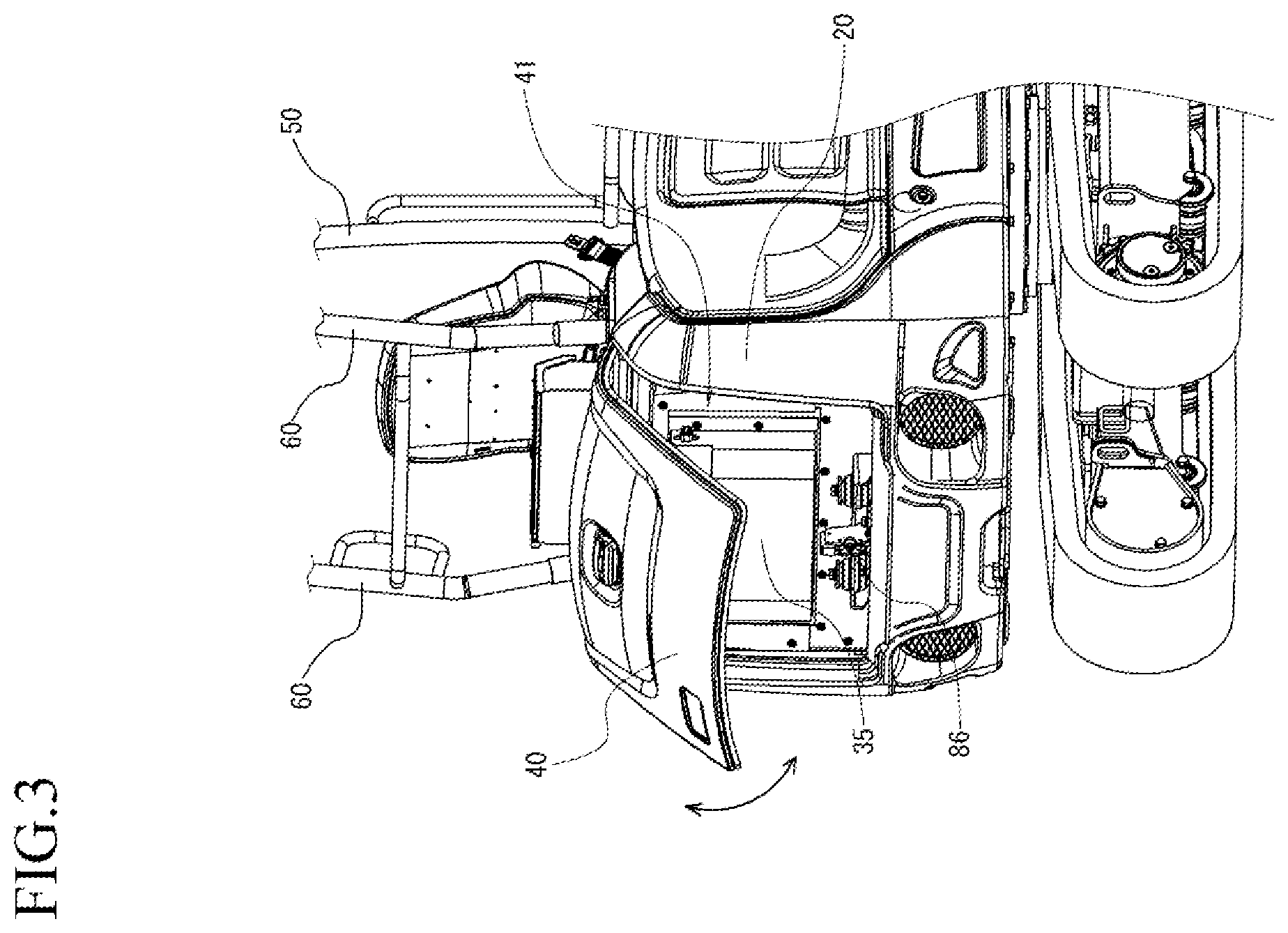 Patent US12378750 Figure 3 – Working vehicle