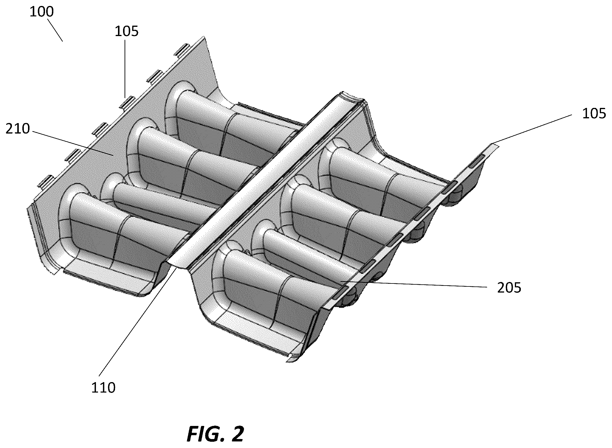 Patent US12378757 Figure 2 – Systems, apparatus, and methods for isolating flow in a stormwater management crate array