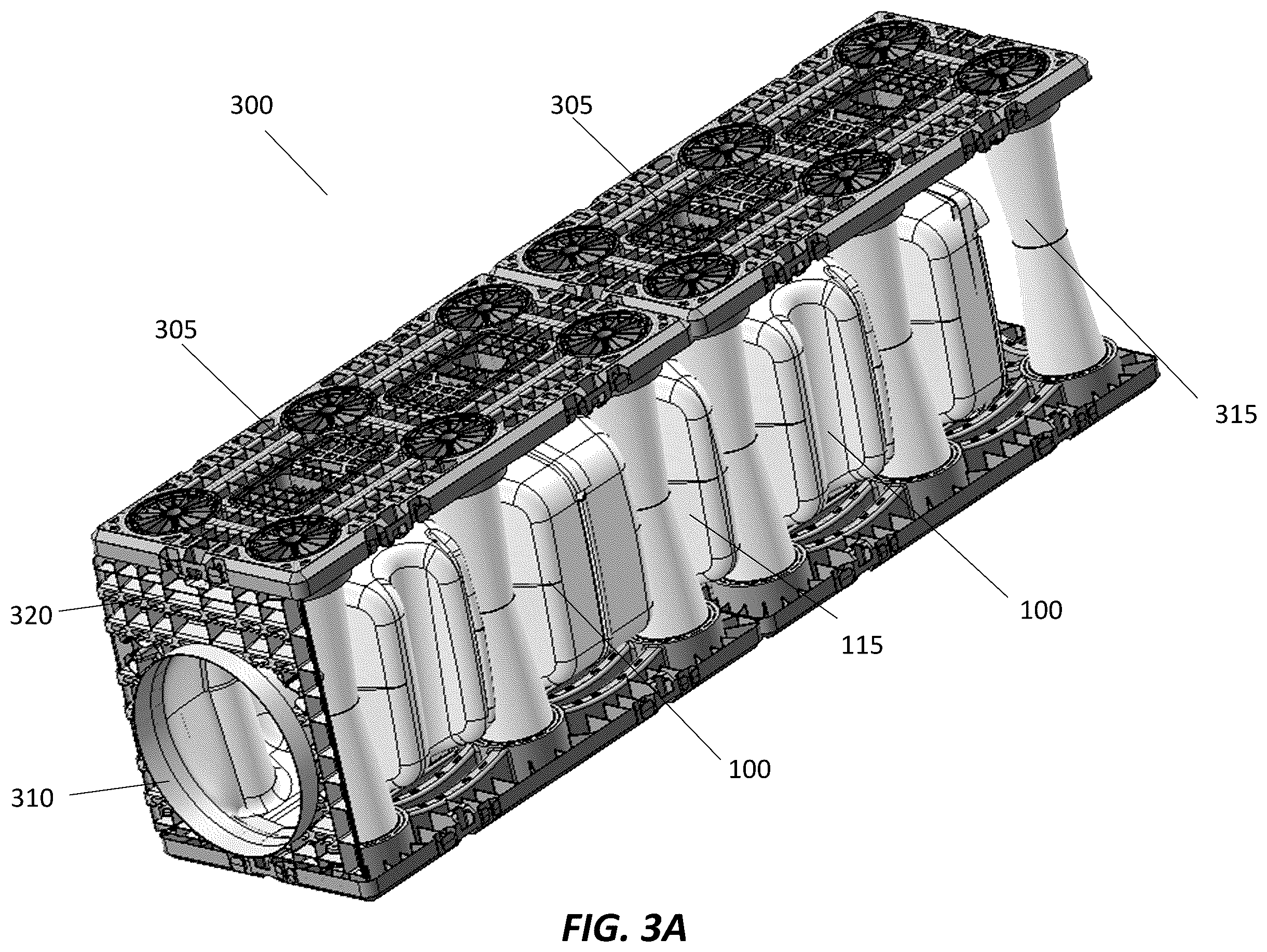 Patent US12378757 Figure 3 – Systems, apparatus, and methods for isolating flow in a stormwater management crate array