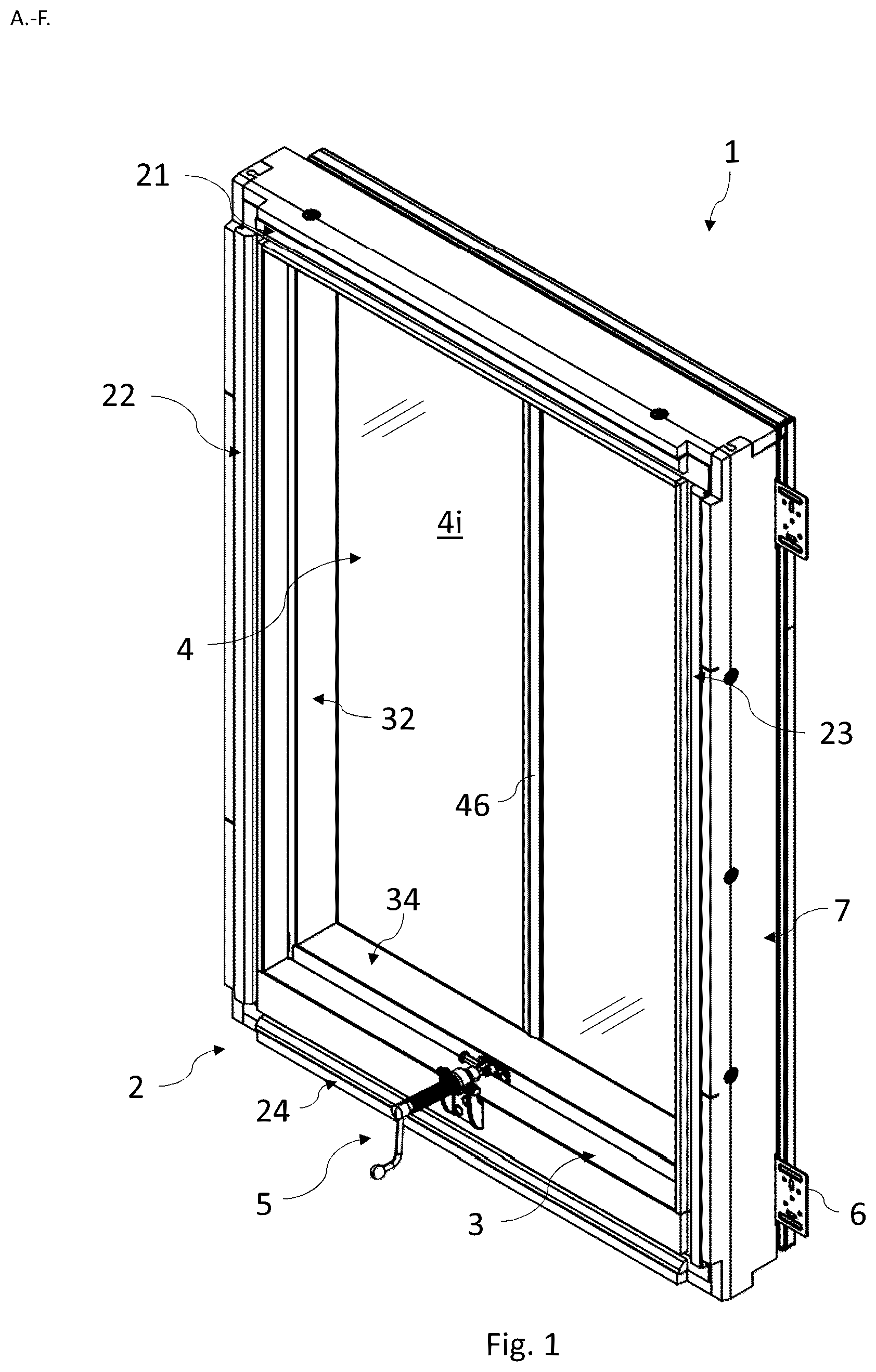 Patent US12378769 Figure 1 – Roof window comprising a frame with receiving structures