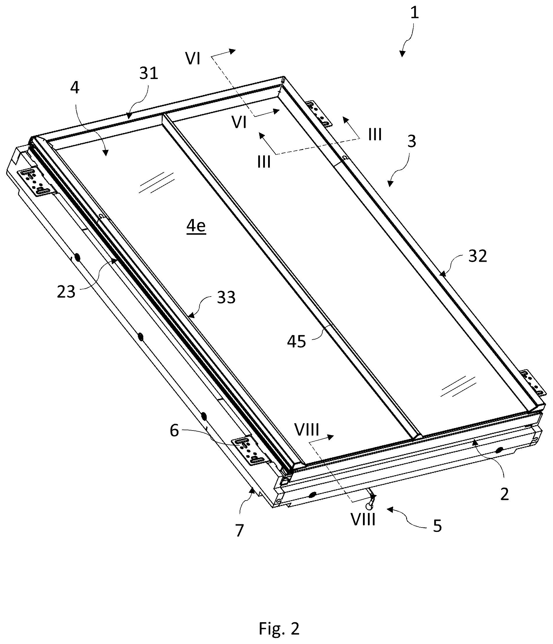 Patent US12378769 Figure 2 – Roof window comprising a frame with receiving structures