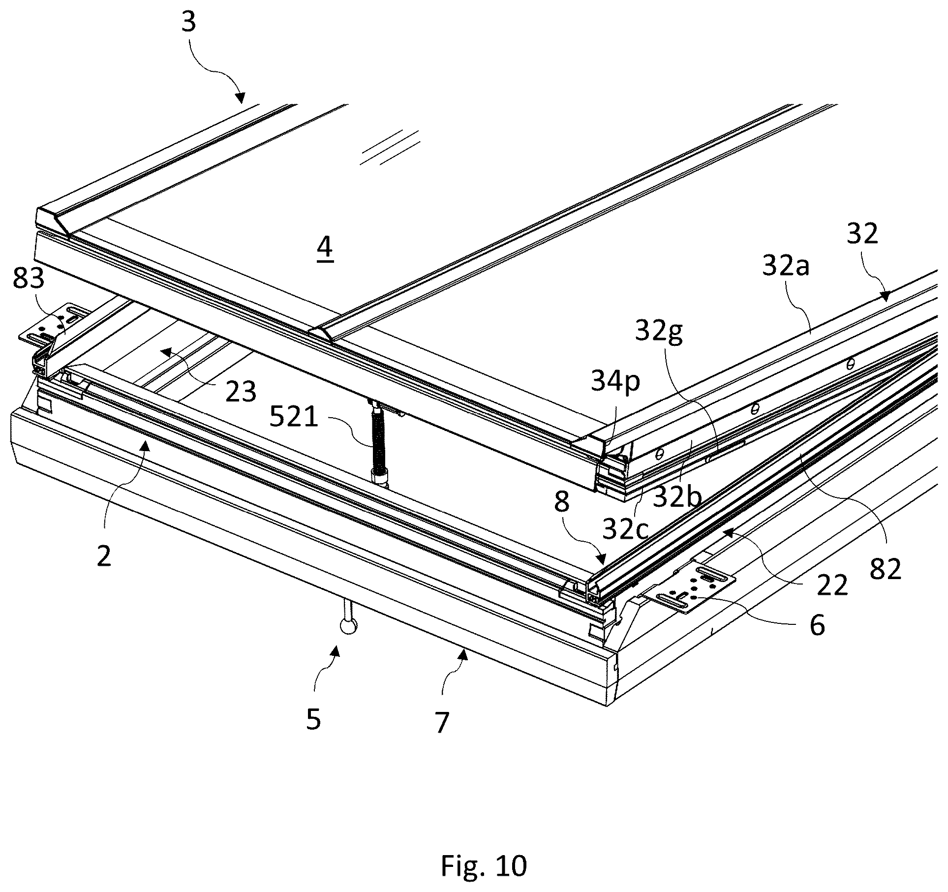 Patent US12378769 Figure 10 – Roof window comprising a frame with receiving structures