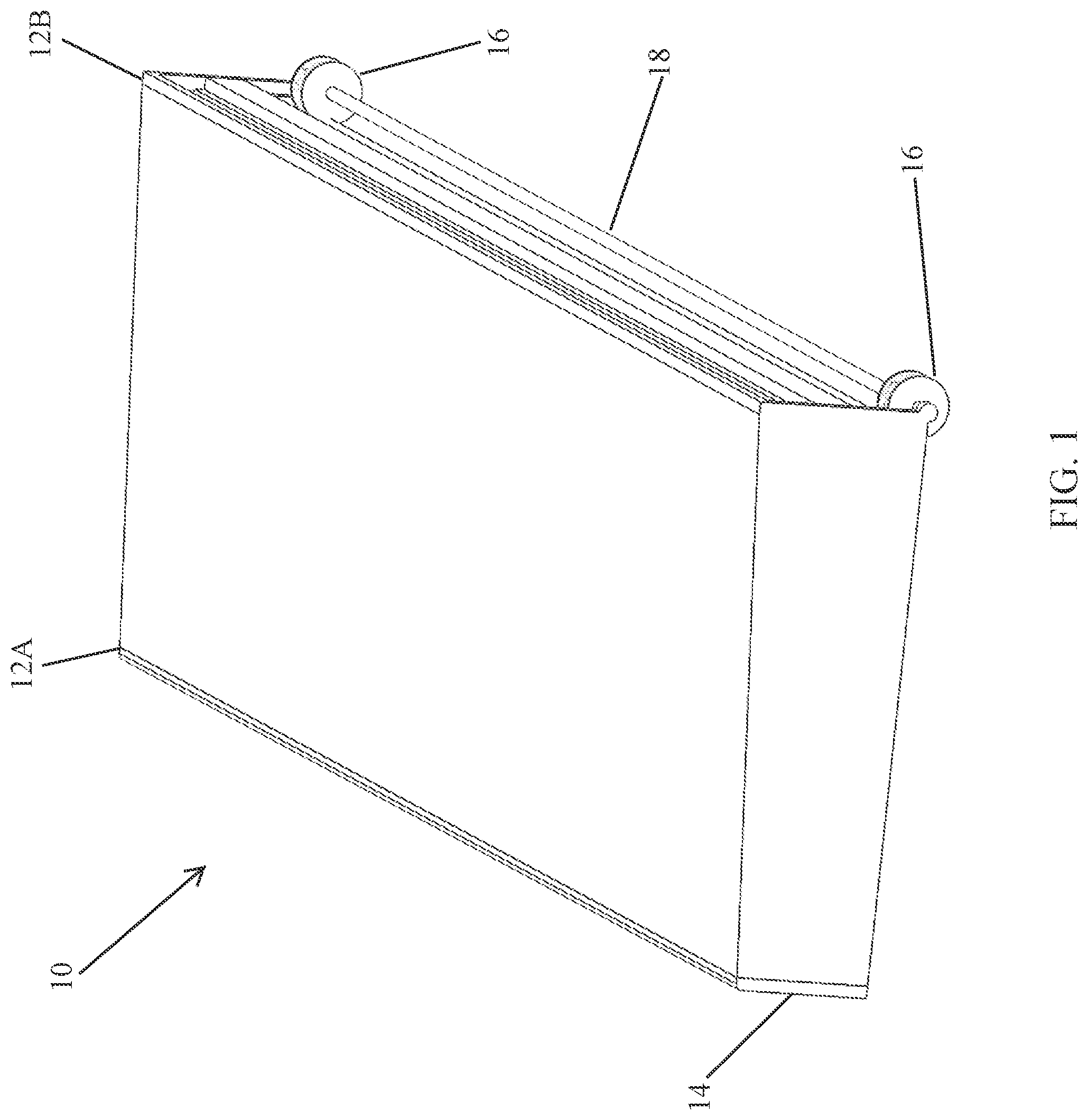 Patent US12378772 Figure 1 – Adjustable awning