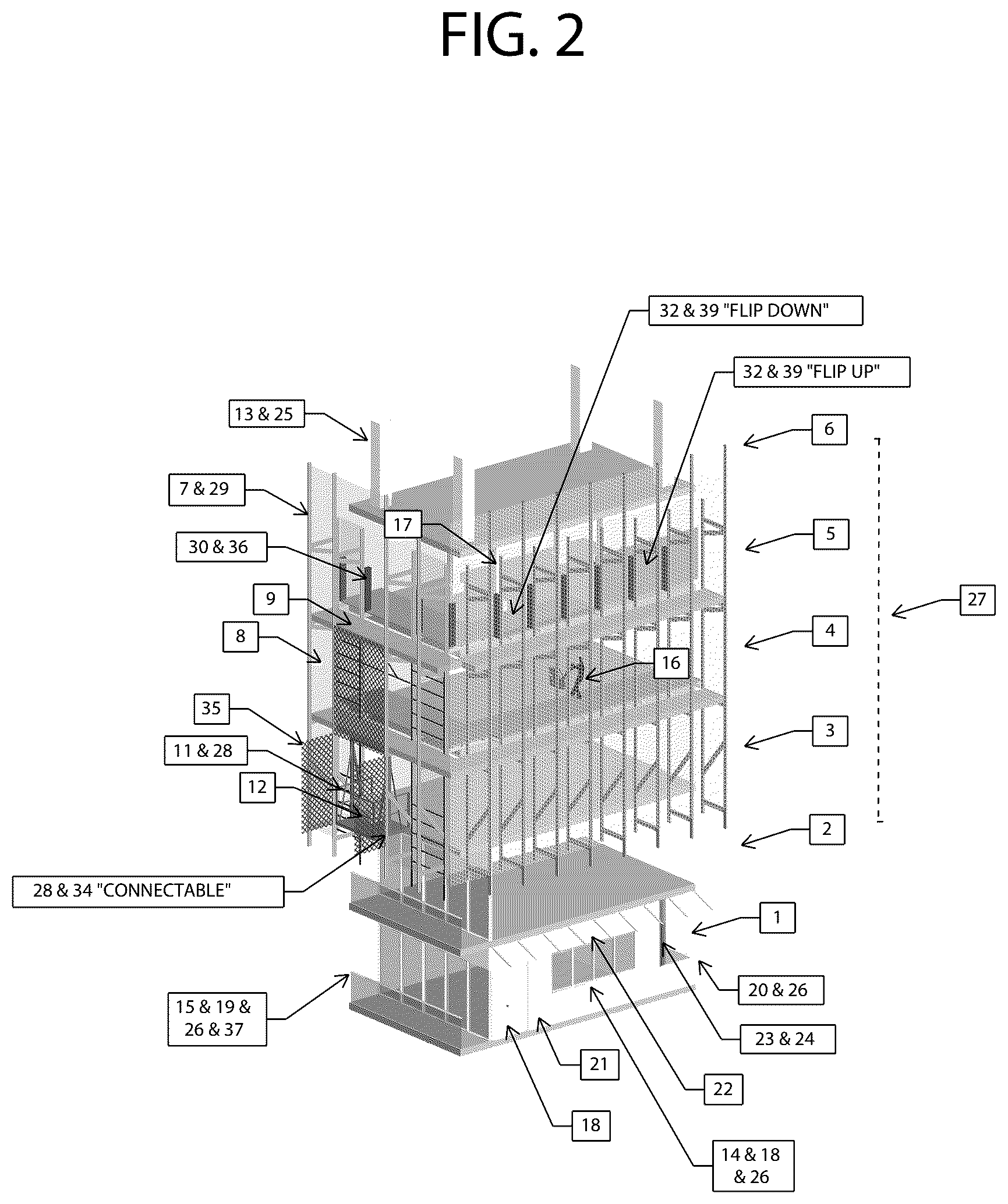 Patent US12378787 Figure 2 – Integrated structural and architectural facade level-by-level construction system