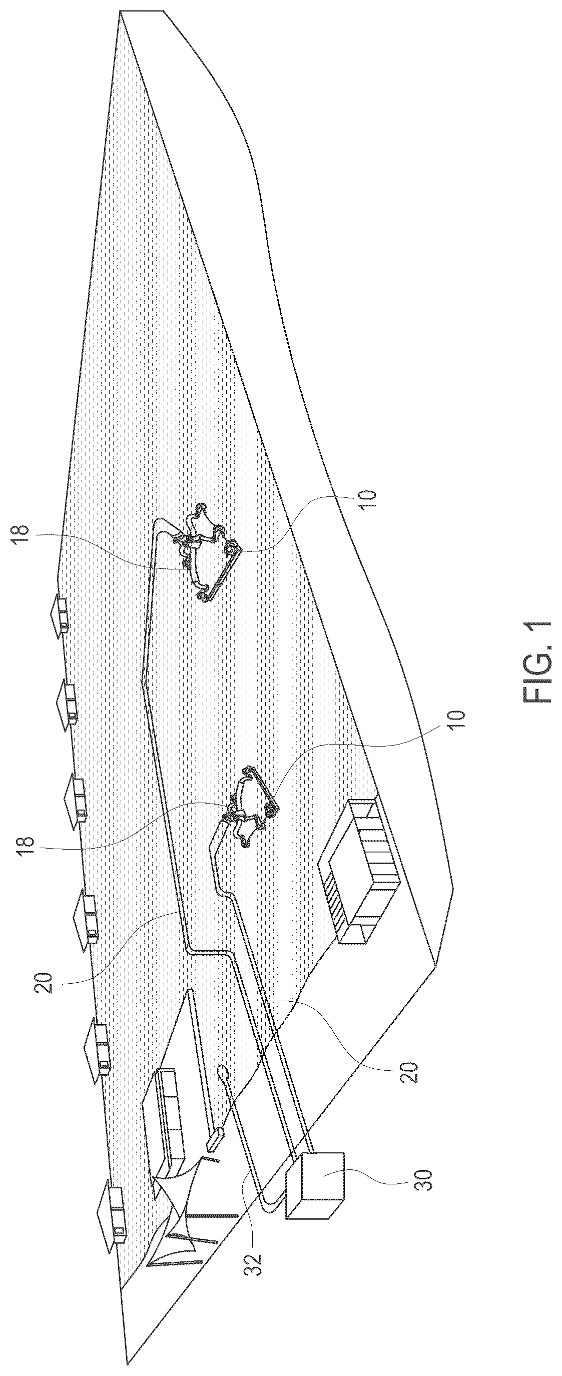 Patent US12378790 Figure 1 – Apparatus for removing a layer of sediment which has settled on the bottom of a large water body