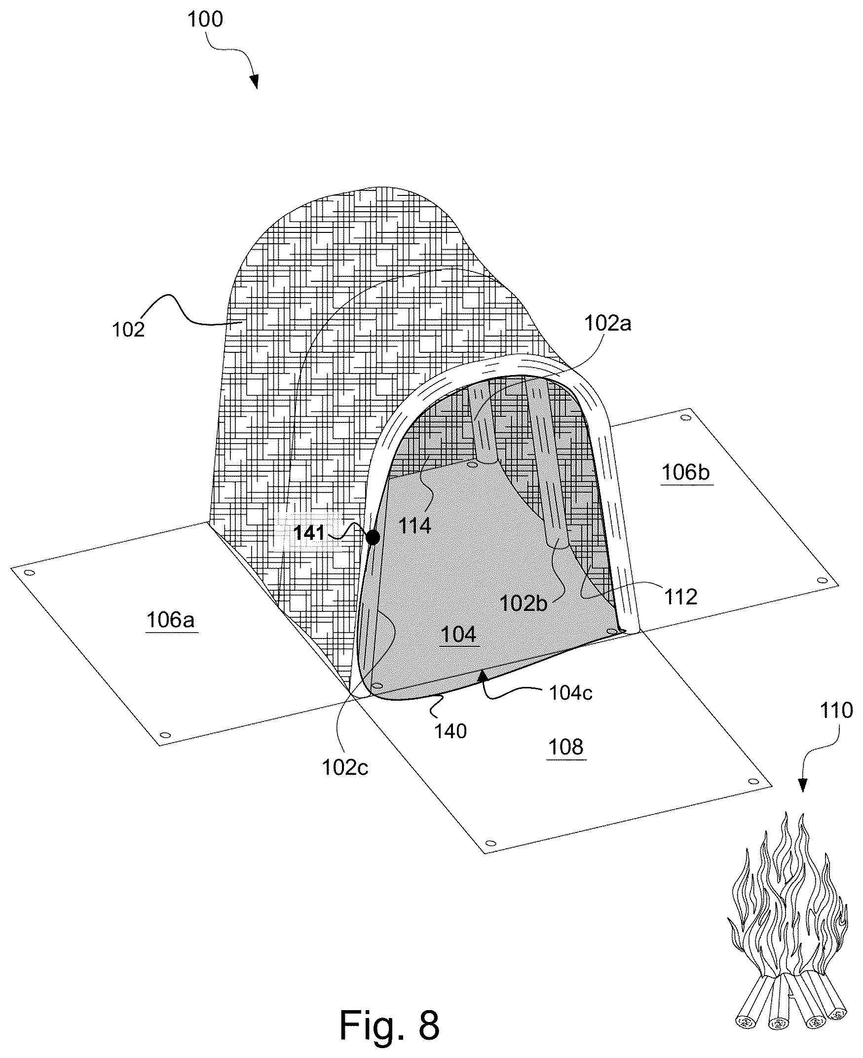 Patent US12378793 Figure 8 – Heat reflective shield