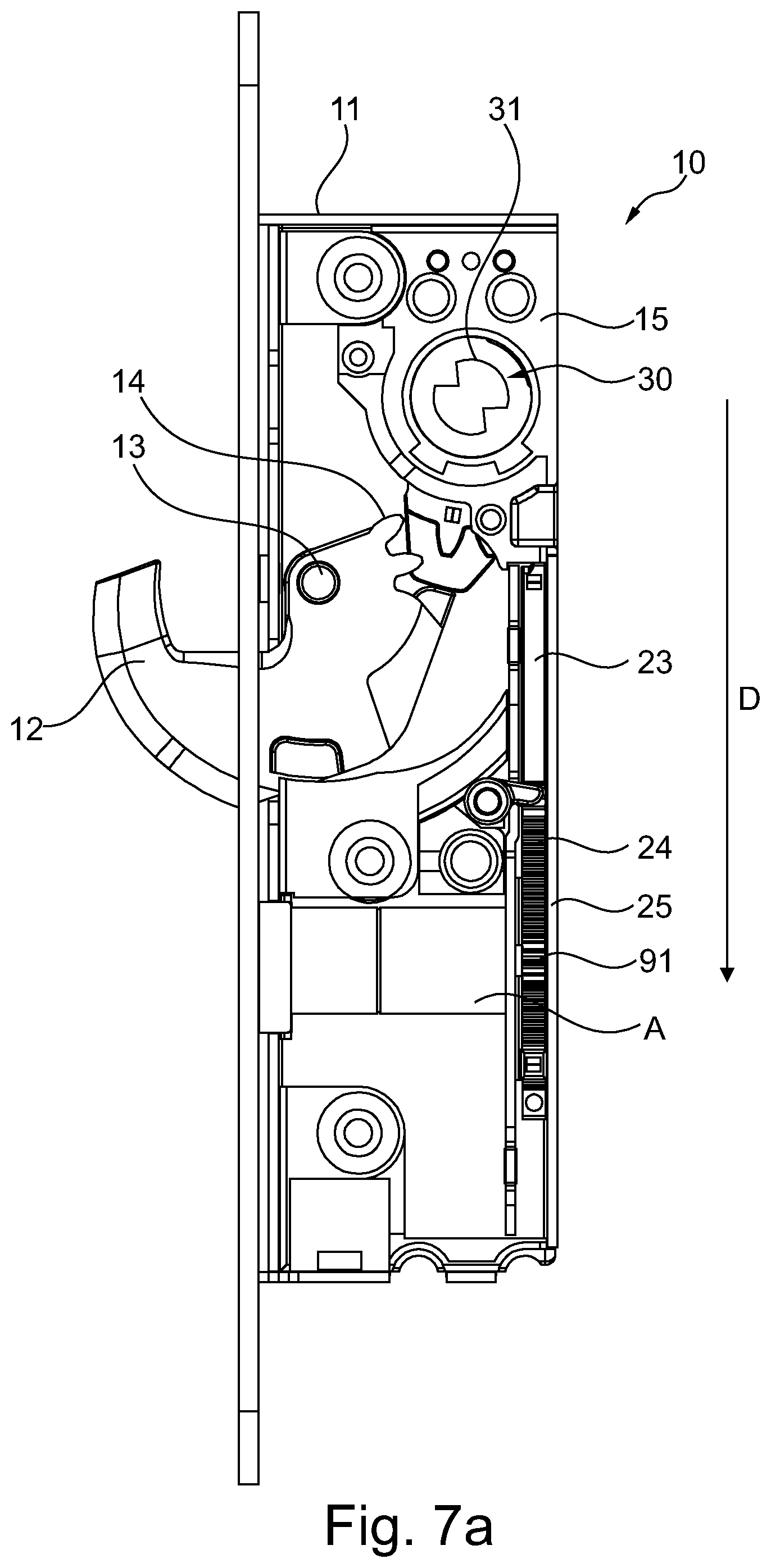Patent US12378795 Figure 9 – Locking device with a catch arrangement