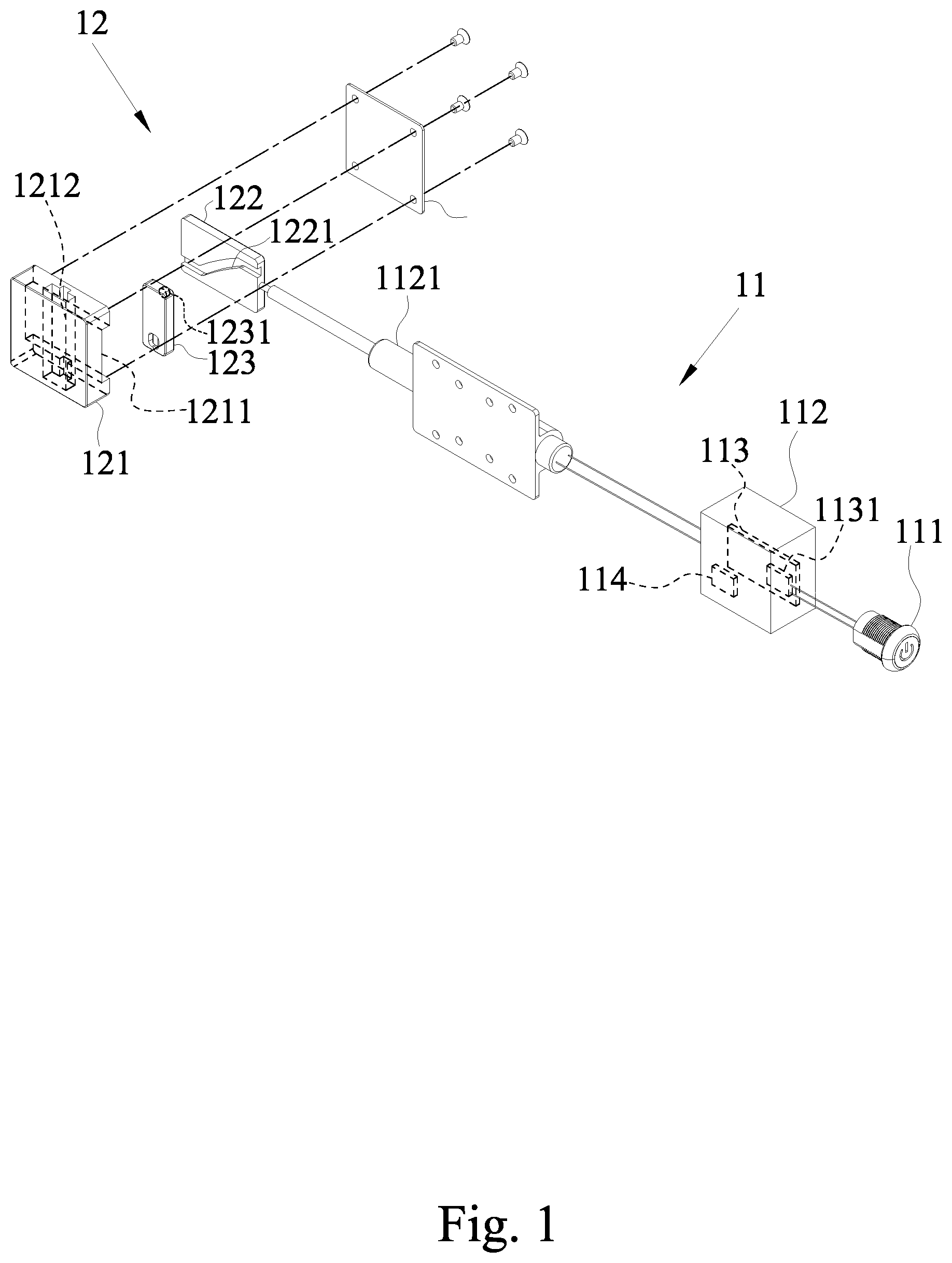 Patent US12378799 Figure 1 – Electronically linked cabinet lock
