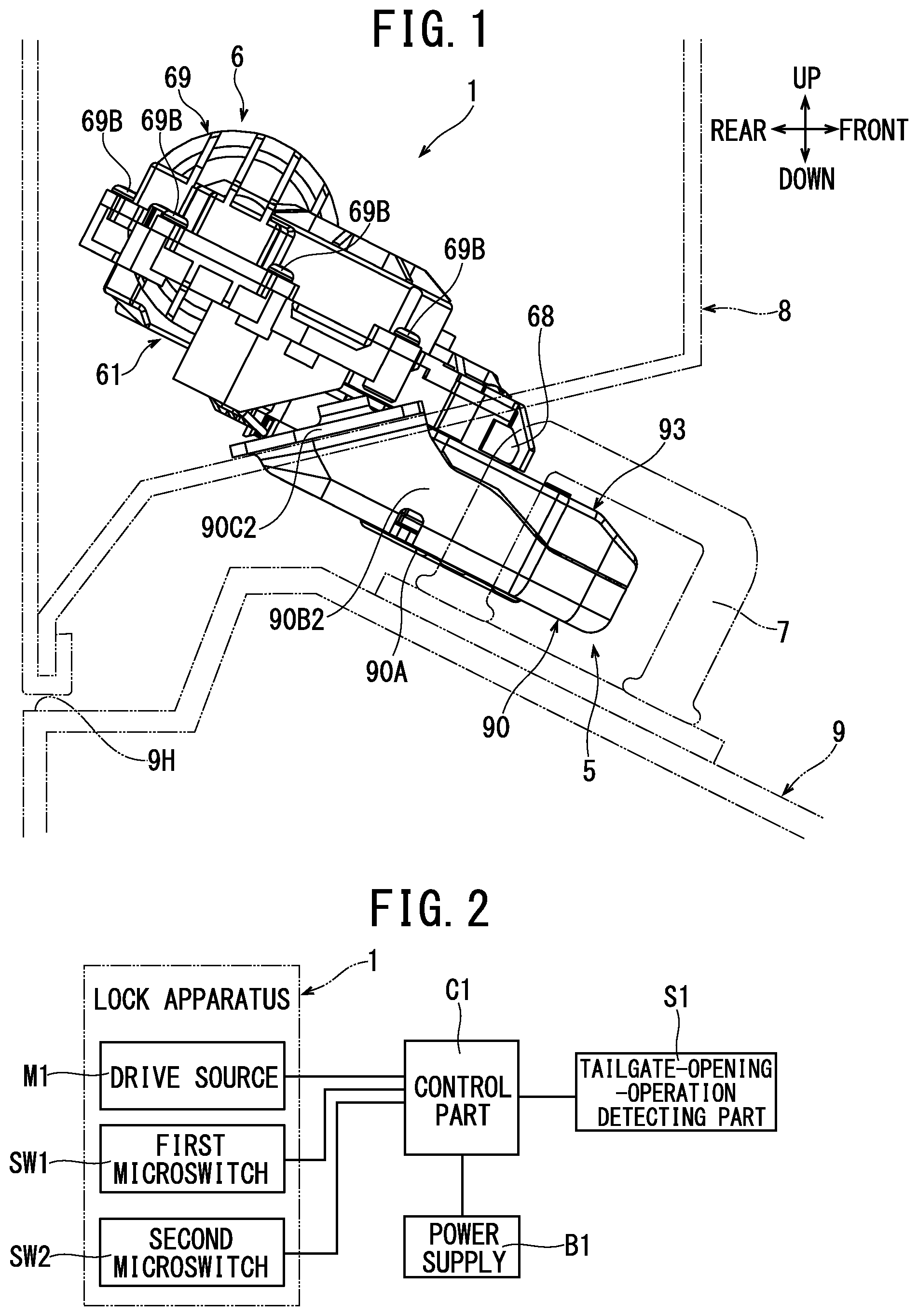 Patent US12378800 Figure 1 – Lock apparatus for vehicle open/close body