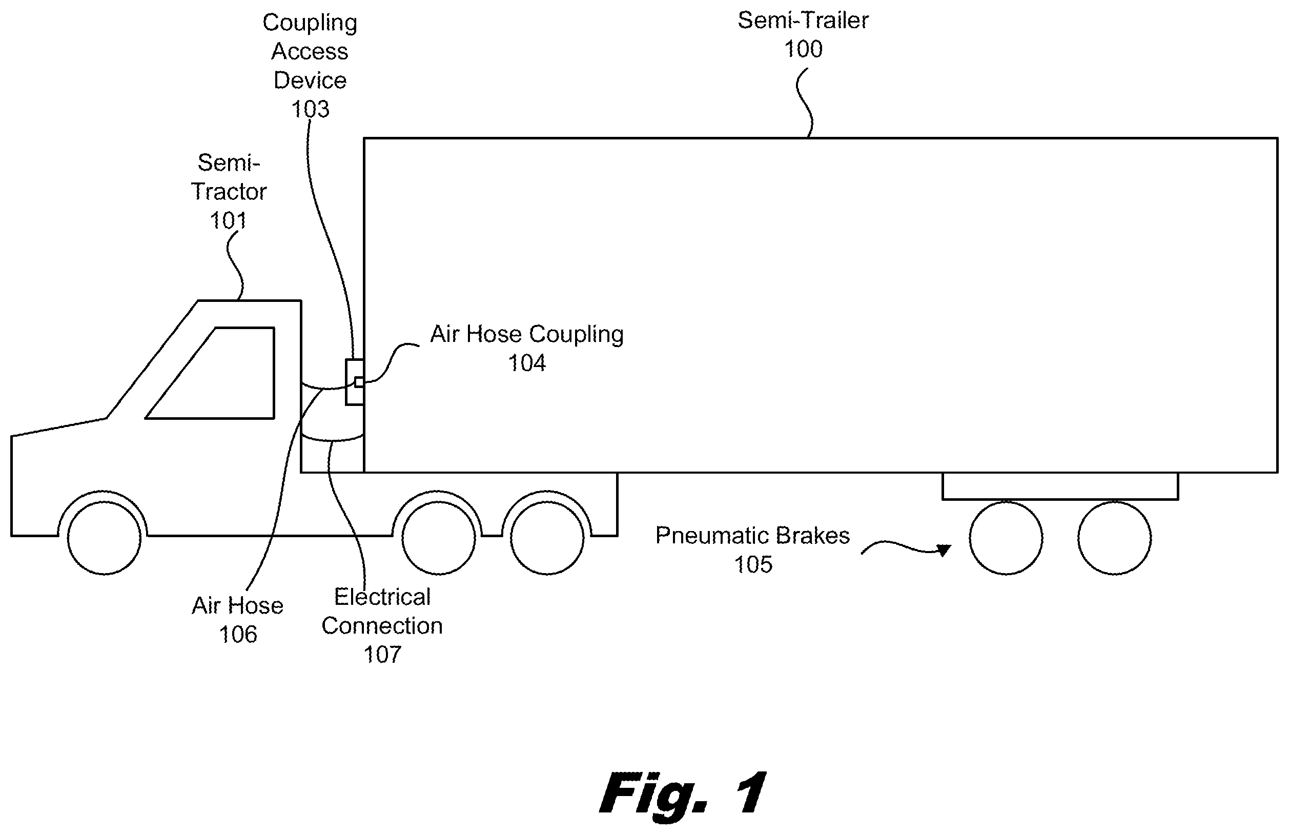 Patent US12378801 Figure 1 – Access devices for semi-trailers