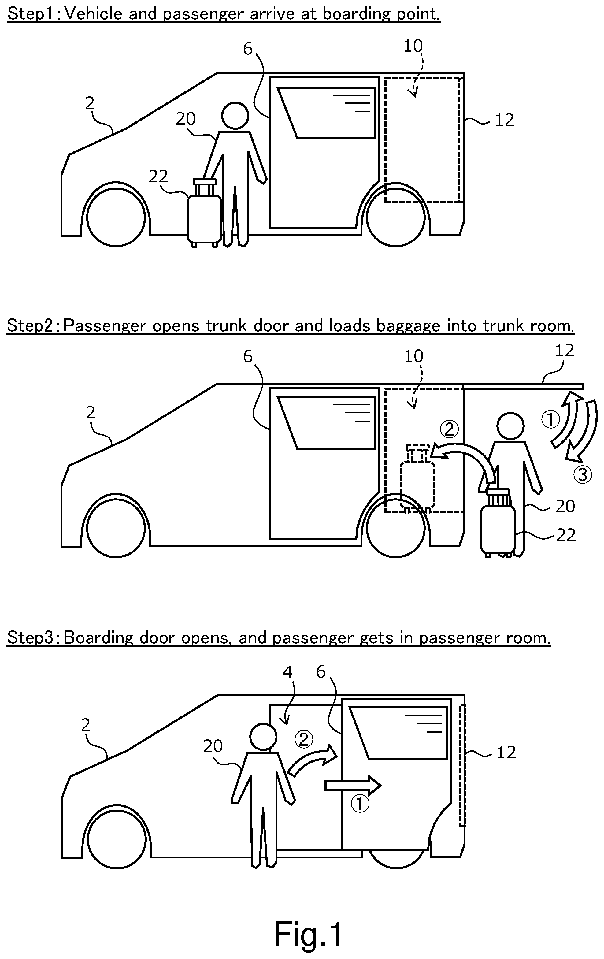 Patent US12378810 Figure 1 – System and method for opening boarding door