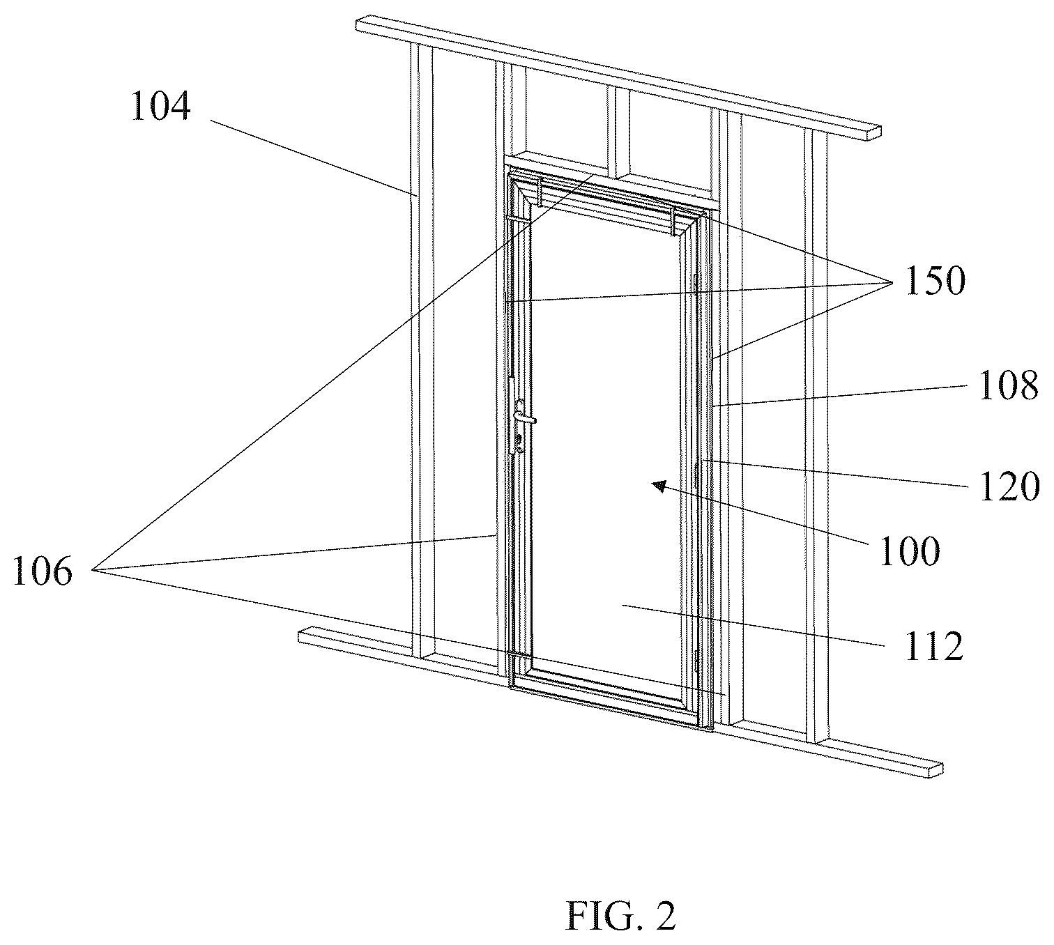 Patent US12378811 Figure 2 – Jamb-hung secondary door and method of installation