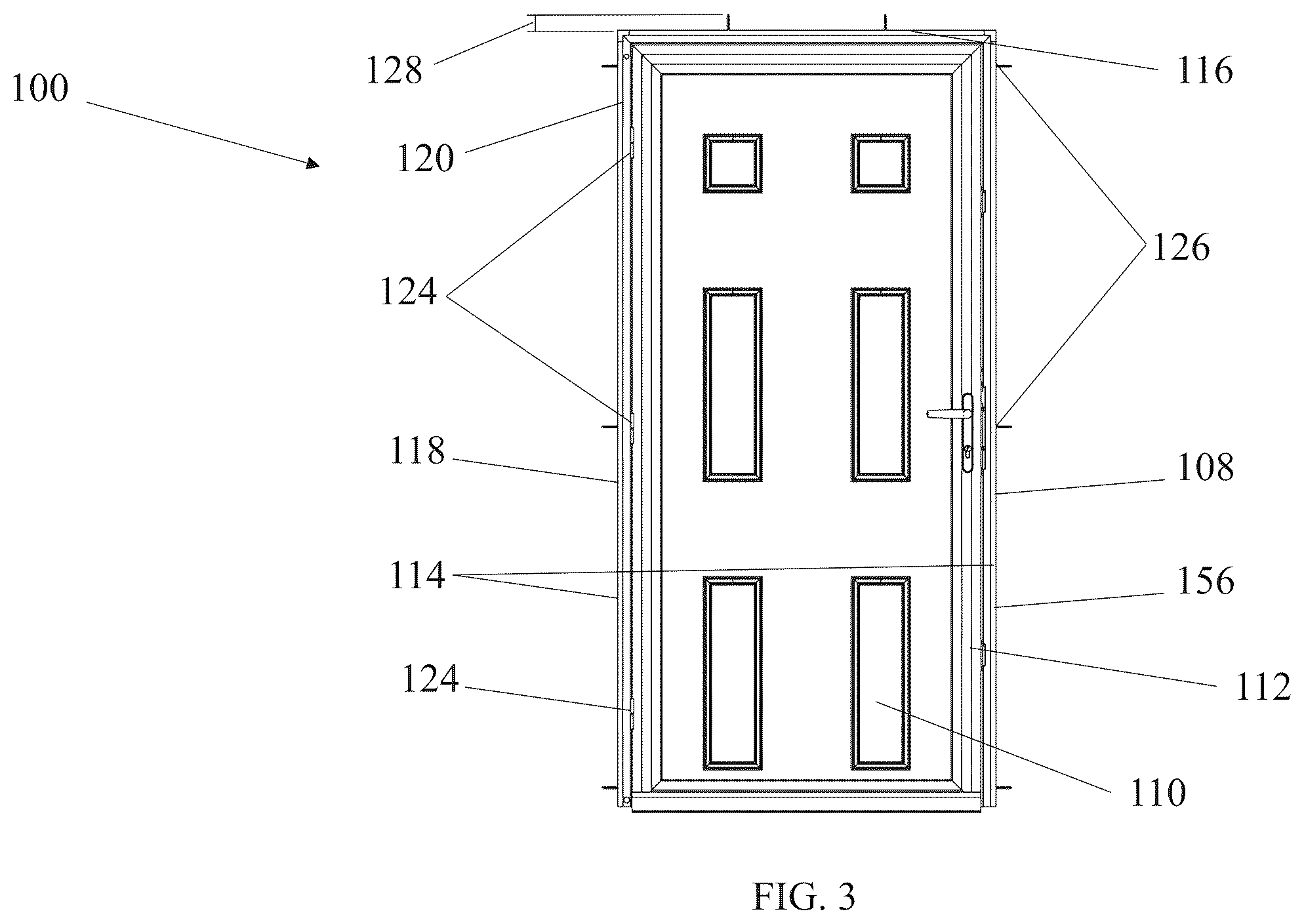 Patent US12378811 Figure 3 – Jamb-hung secondary door and method of installation