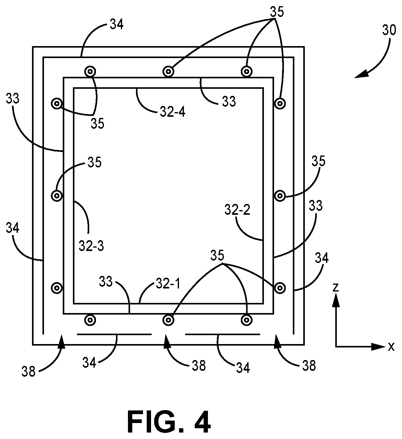Patent US12378812 Figure 4 – Glass lite retention systems and methods for improved performance