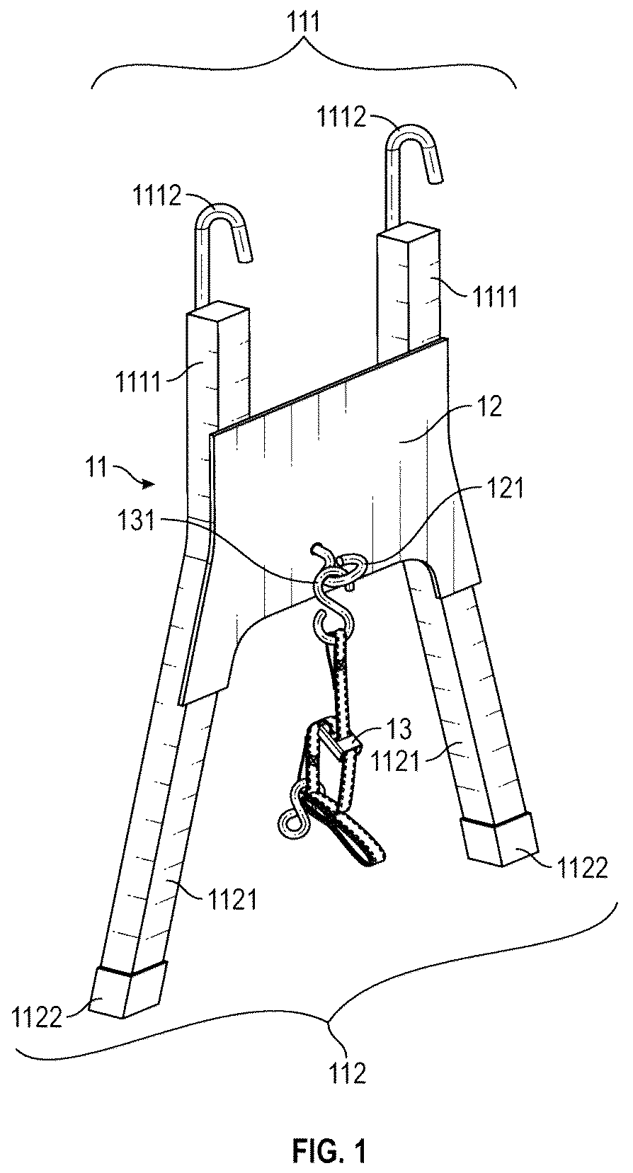 Patent US12378822 Figure 1 – Safety attachment for ladders