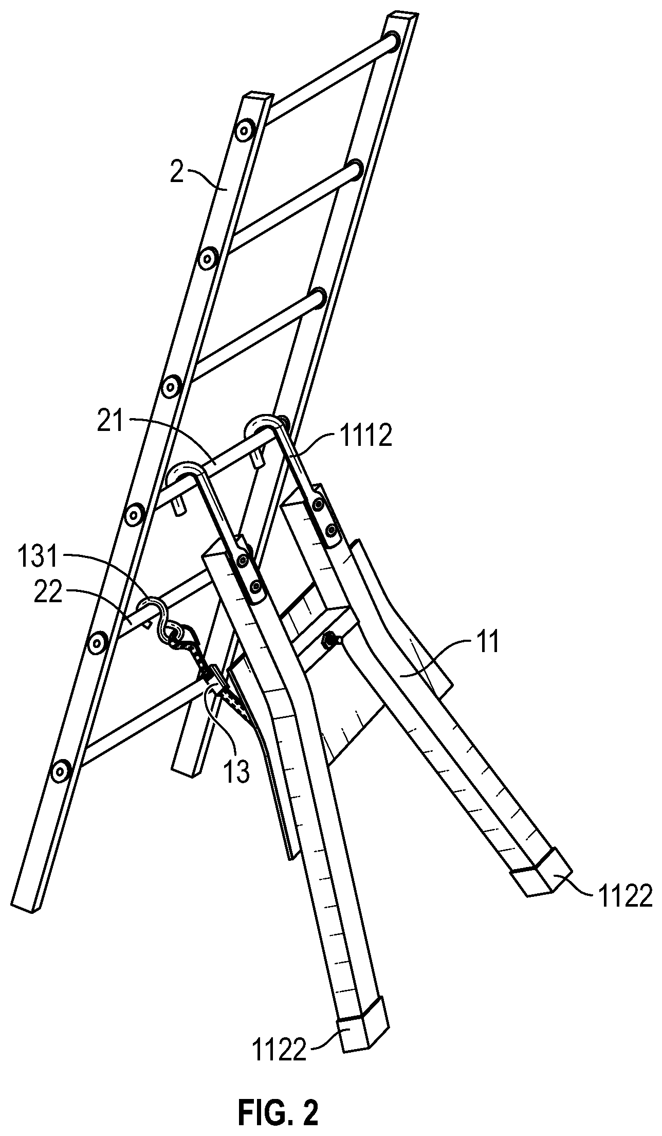 Patent US12378822 Figure 2 – Safety attachment for ladders