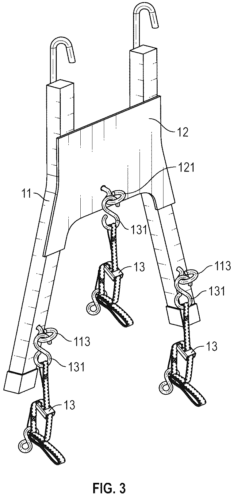 Patent US12378822 Figure 3 – Safety attachment for ladders