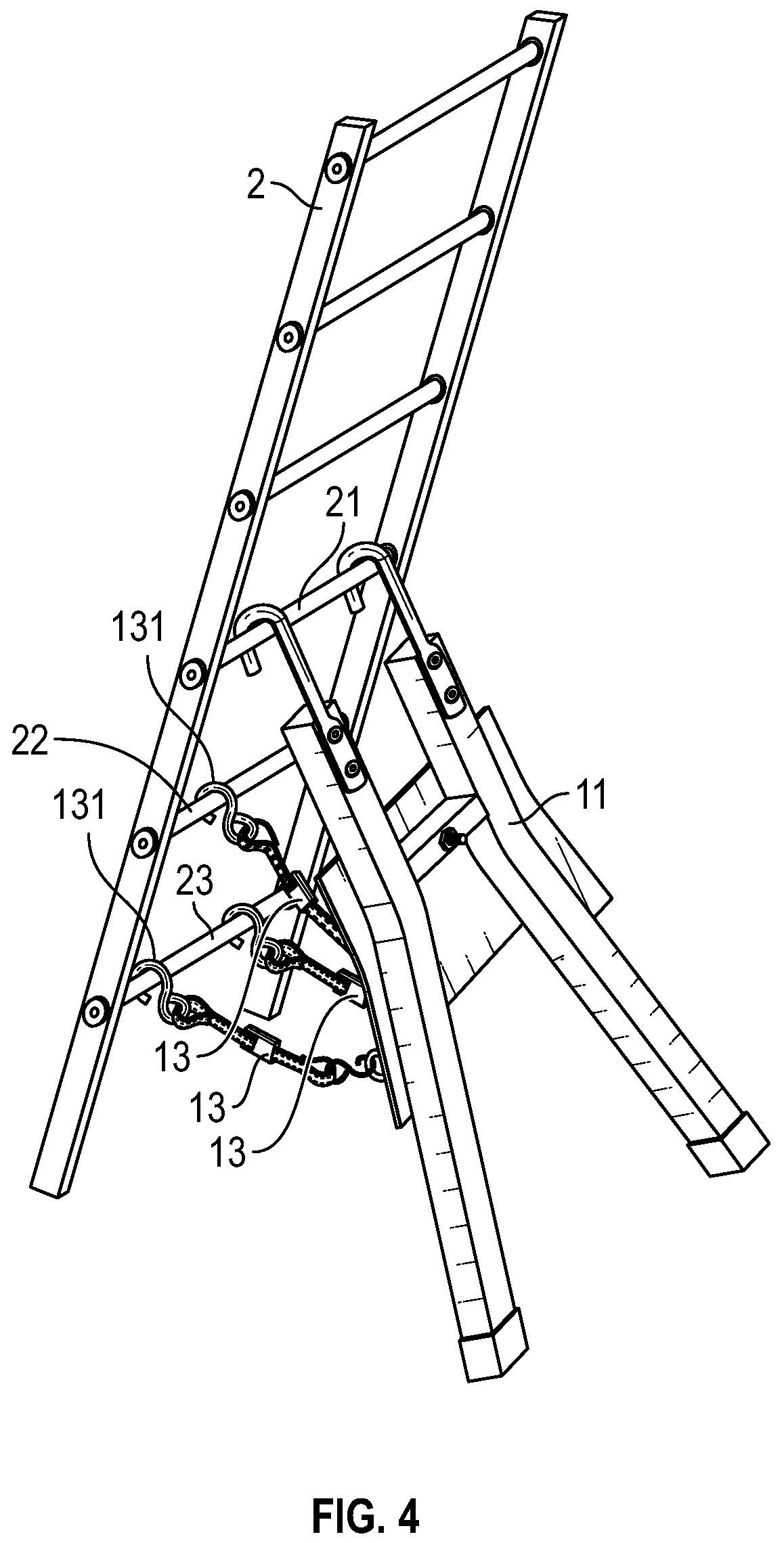 Patent US12378822 Figure 4 – Safety attachment for ladders
