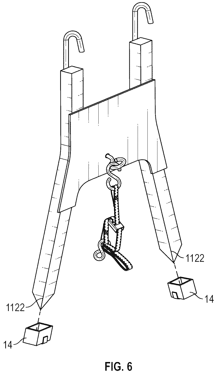 Patent US12378822 Figure 6 – Safety attachment for ladders