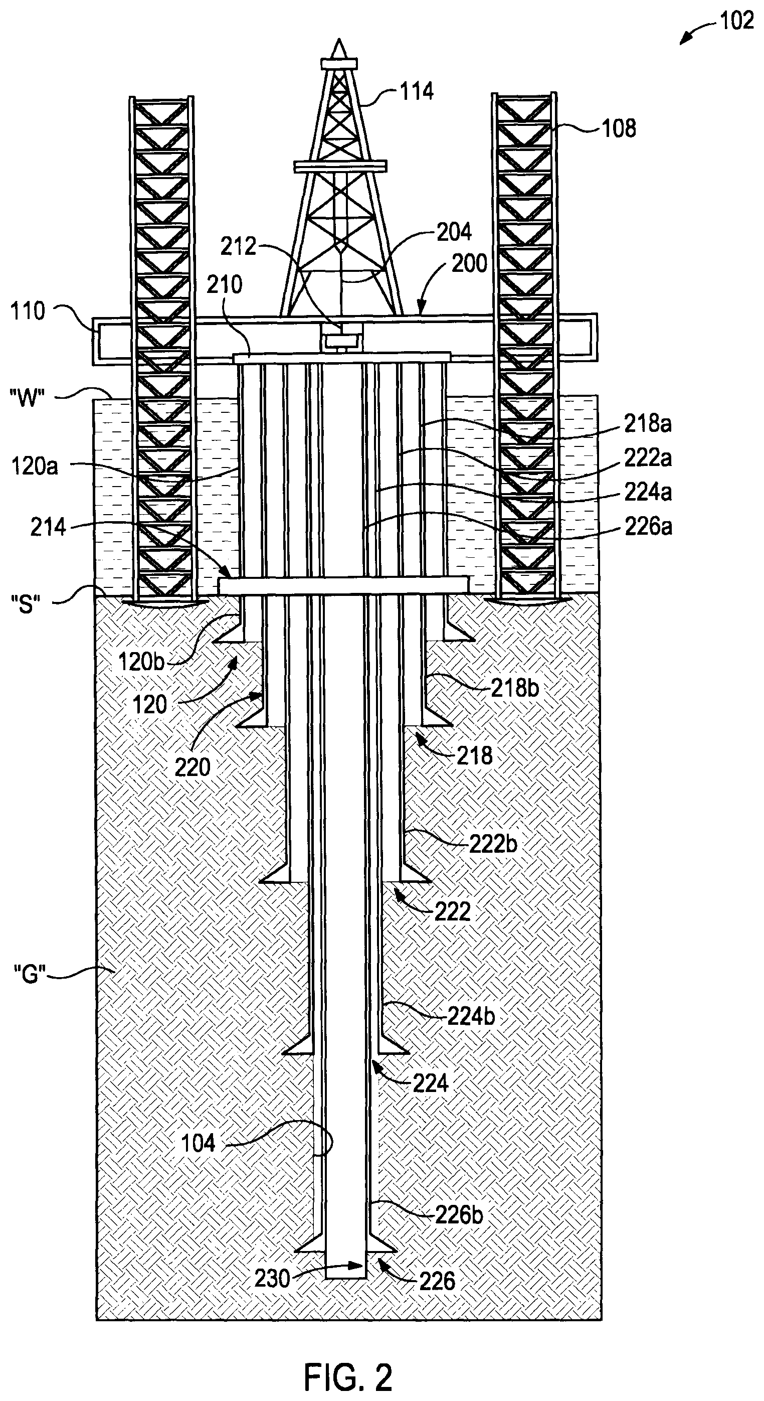 Patent US12378830 Figure 2 – Mudline suspension system running tool with tilted circulation ports