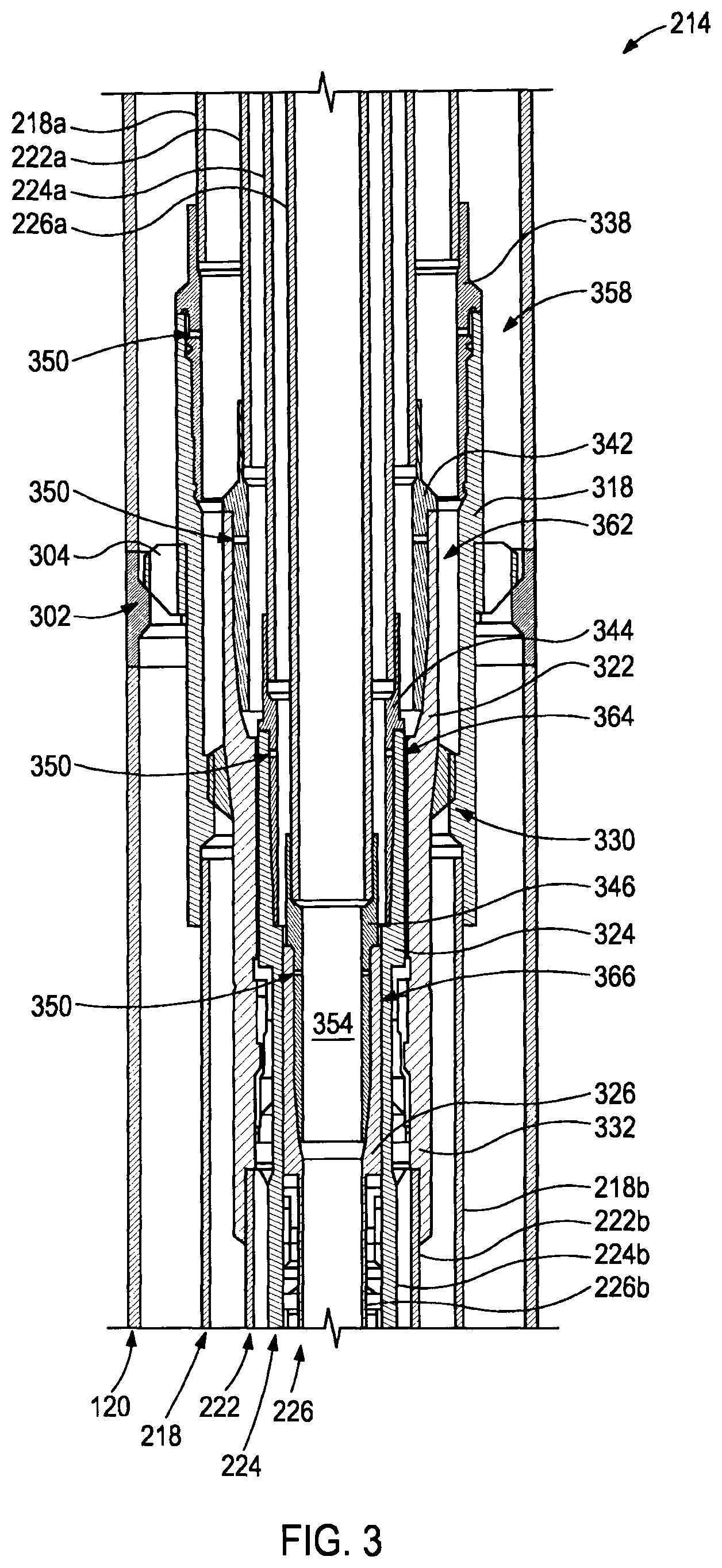Patent US12378830 Figure 3 – Mudline suspension system running tool with tilted circulation ports
