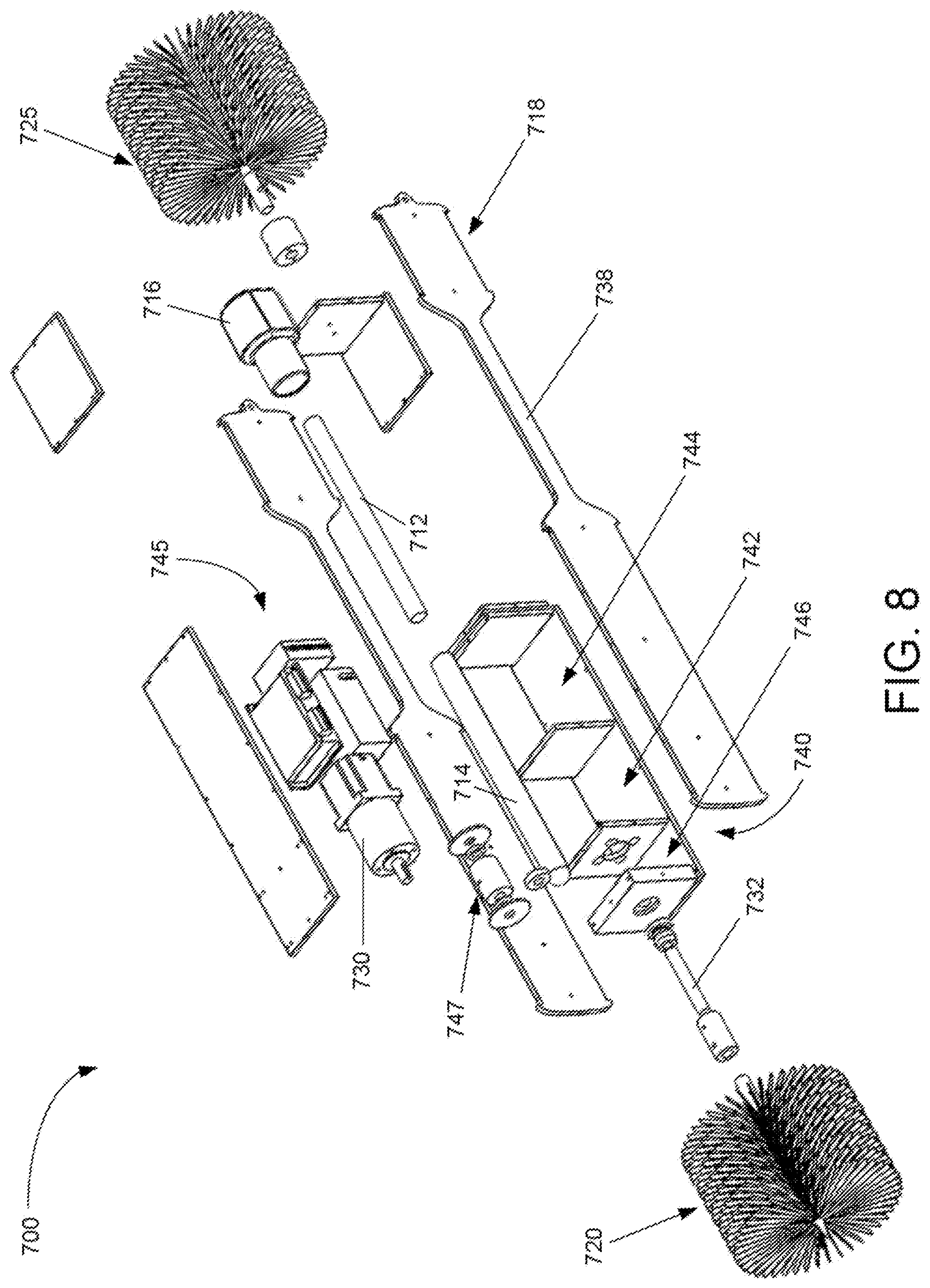 Patent US12378846 Figure 7 – Autonomous ultraviolet light and brush apparatus for remediation and prevention of biological and chemical fouling in wells