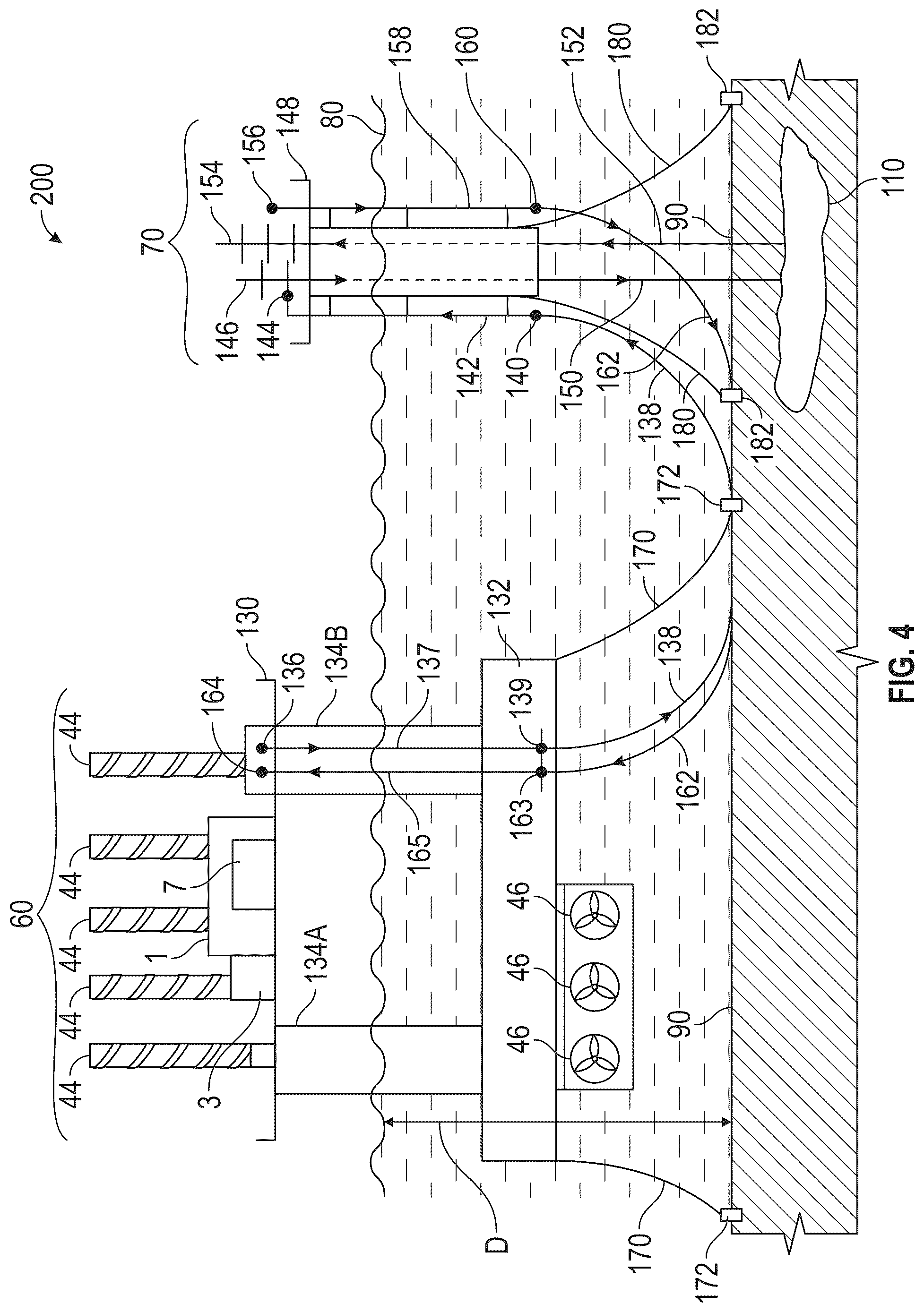 Patent US12378847 Figure 4 – Mobile offshore carbon capture and sequestration systems and methods using floating structure