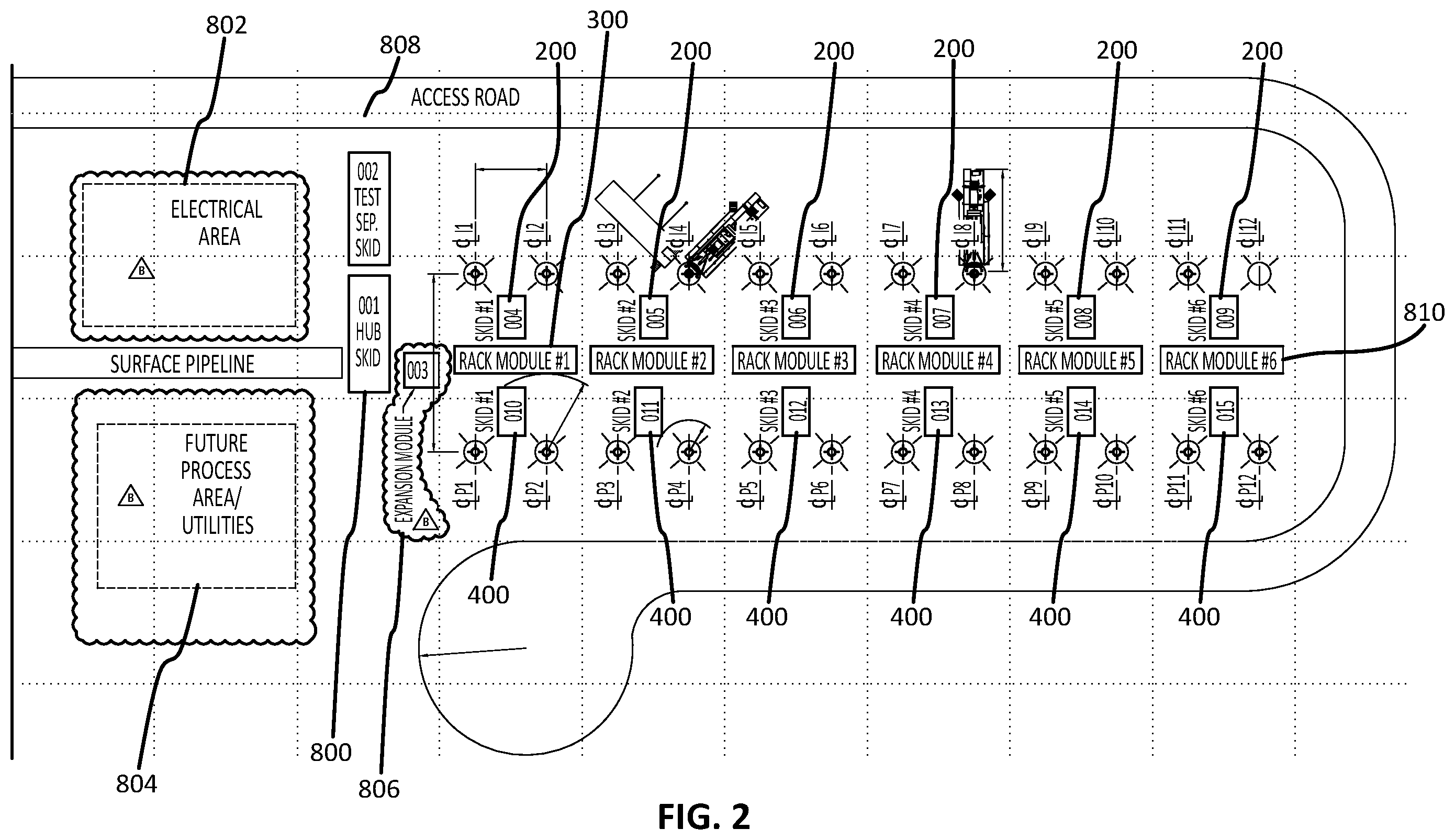 Patent US12378860 Figure 2 – Modules and configurations of modules for hydrocarbon wells
