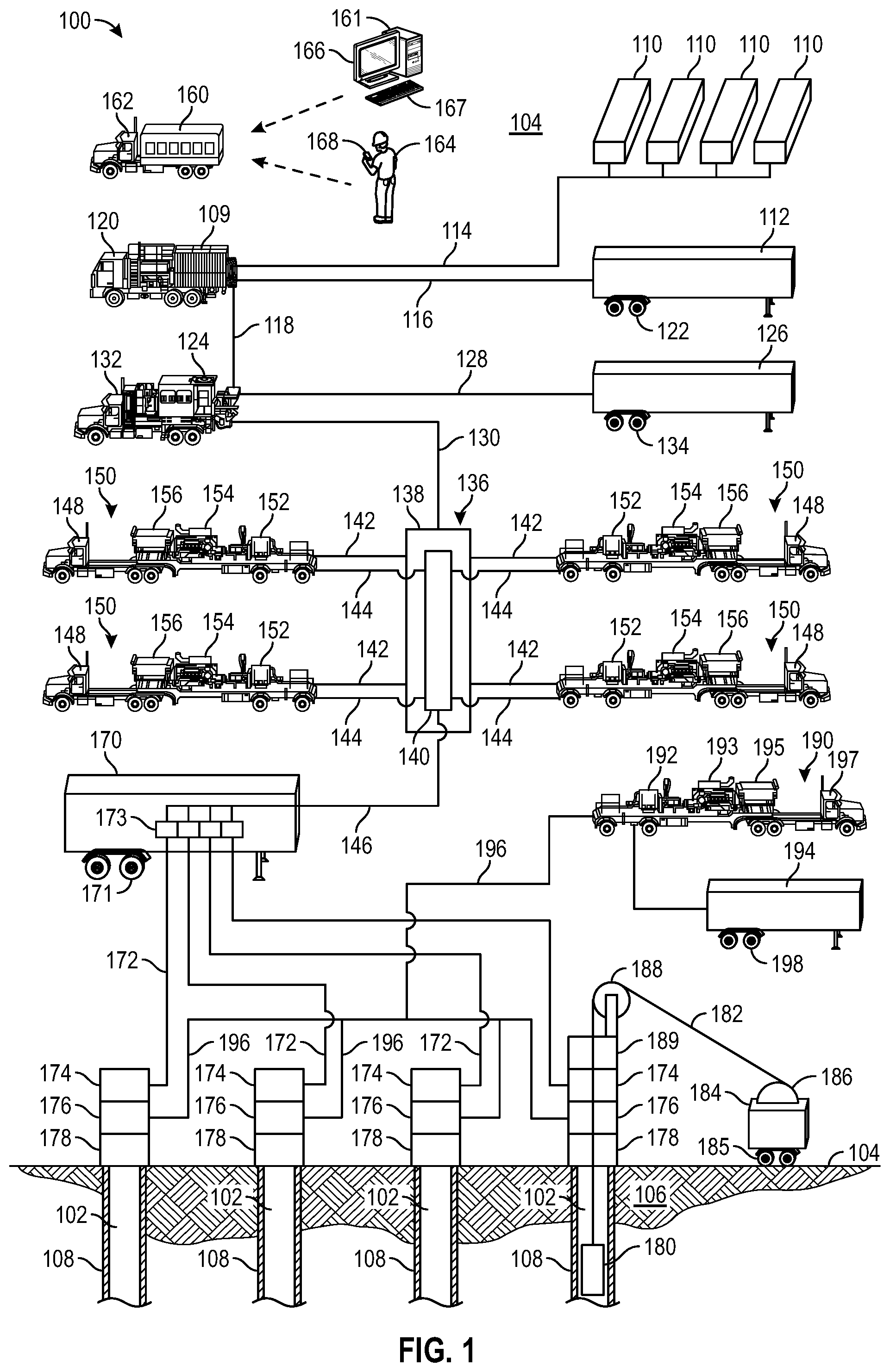 Patent US12378861 — Coordinated pumping operations — Figure 1