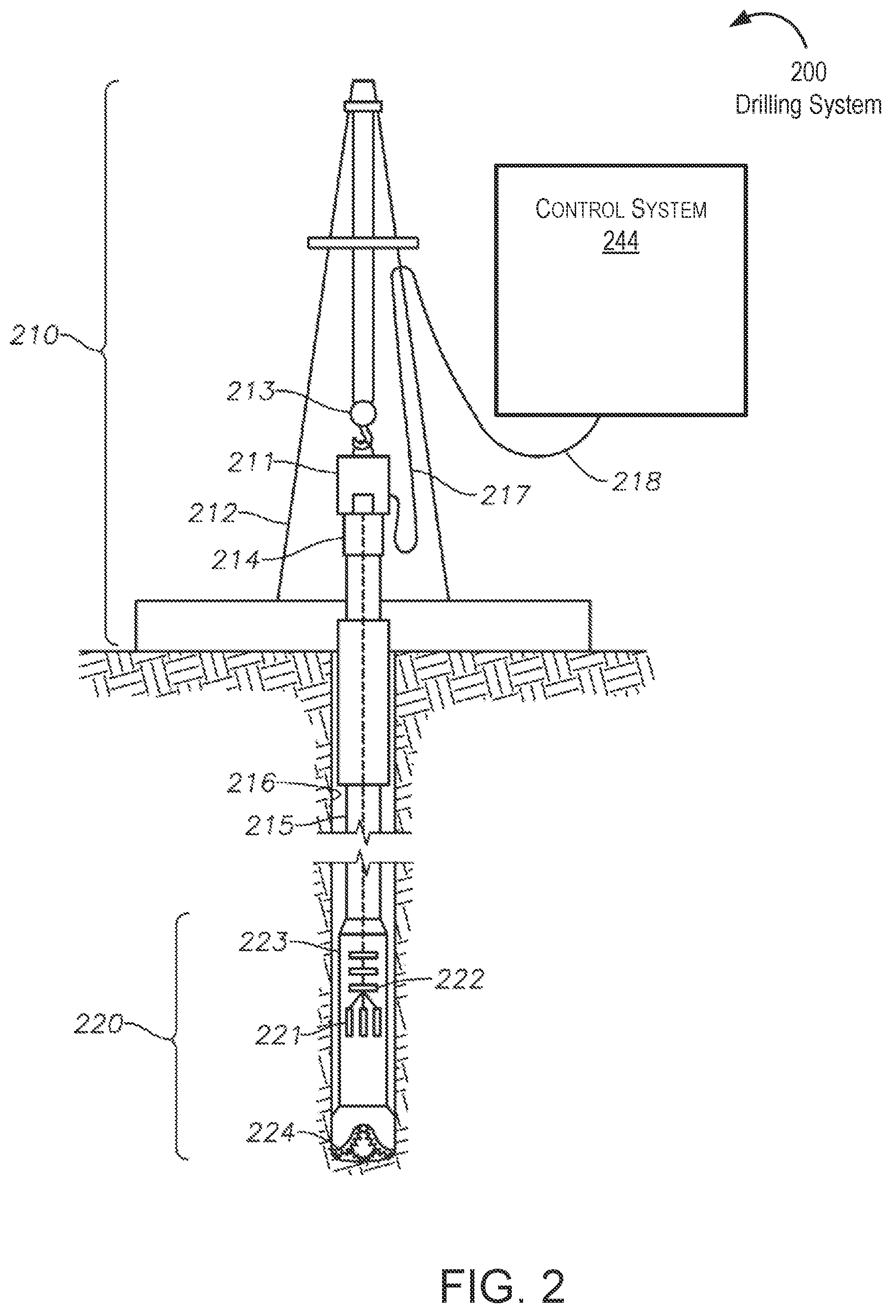 Patent US12378878 Figure 2 – Method and system for managing drilling parameters based on downhole vibrations and artificial intelligence