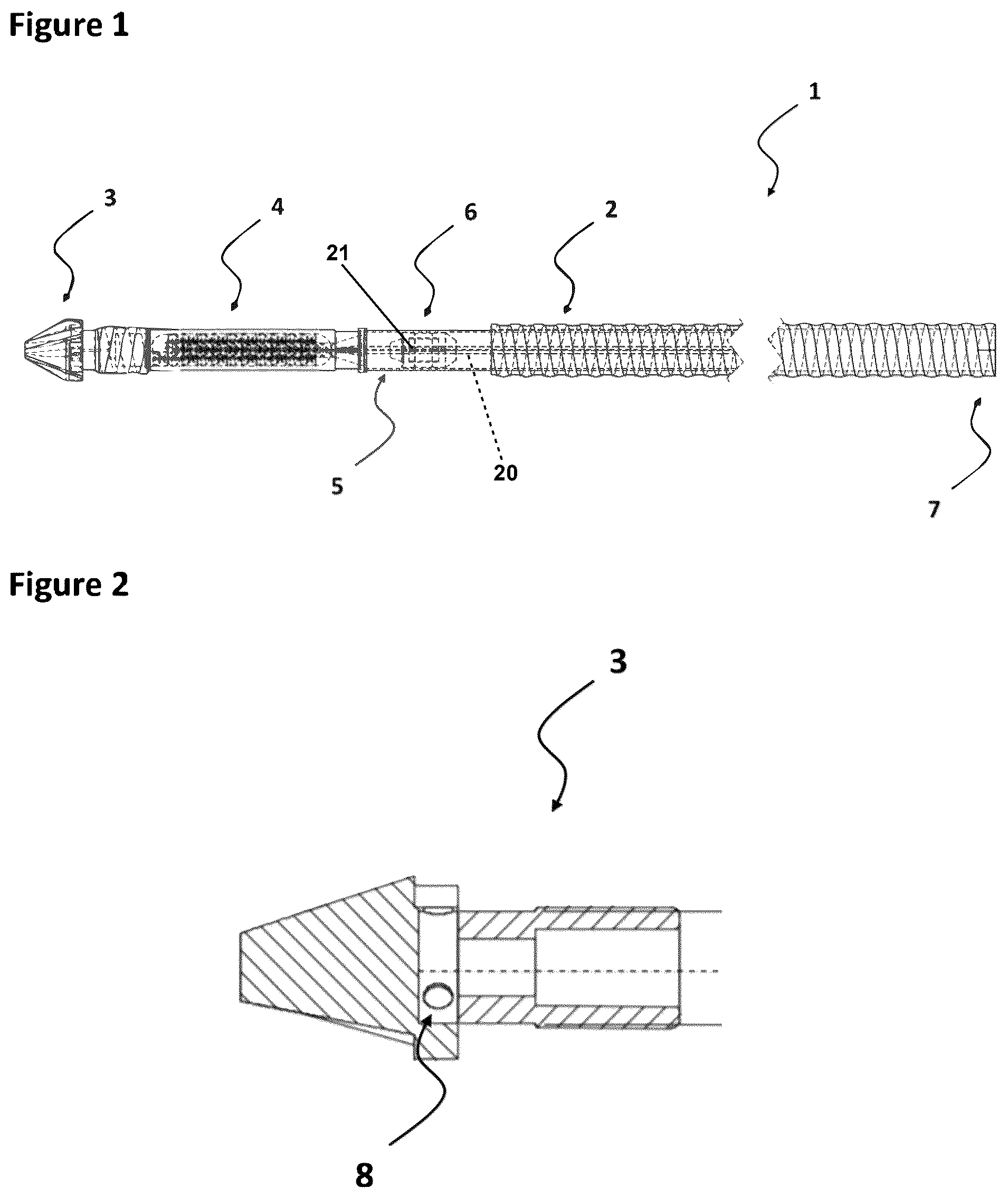 Patent US12378885 Figure 1 – Hollow rod shear connector having static mixing system and method for setting a hollow rod shear connector in a rock layer