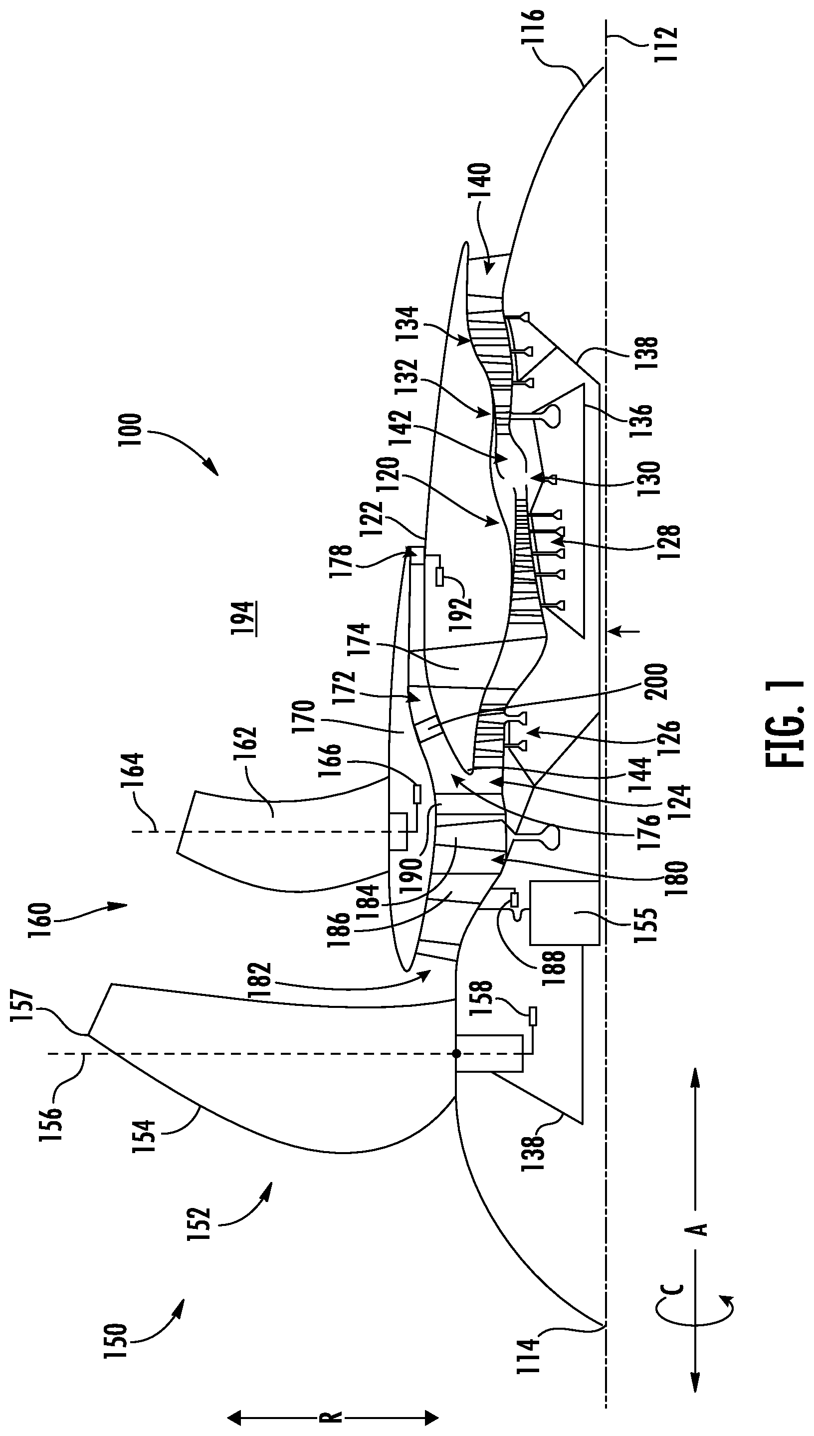 Patent US12378887 Figure 1 – Airfoil assembly