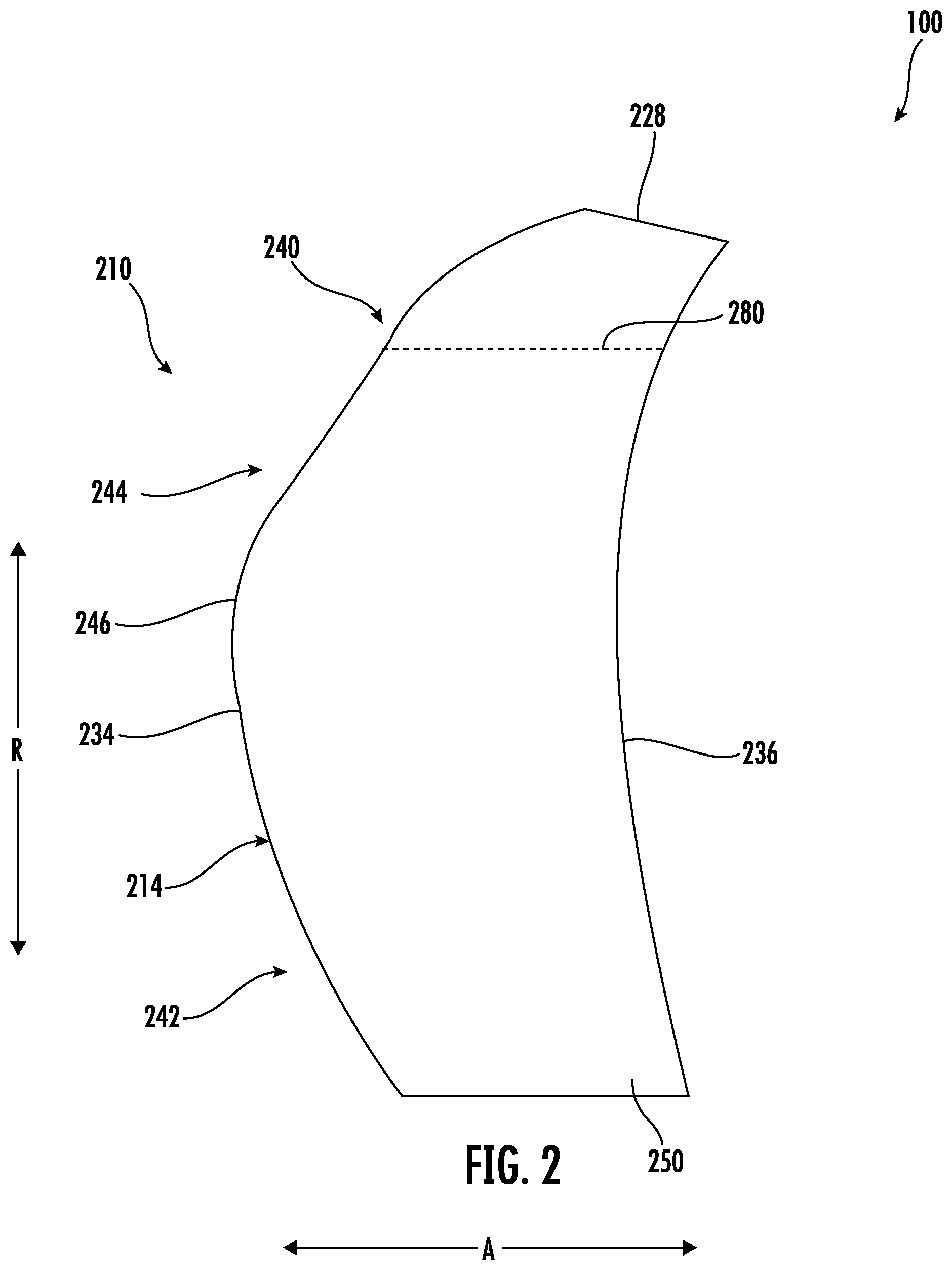 Patent US12378887 Figure 2 – Airfoil assembly