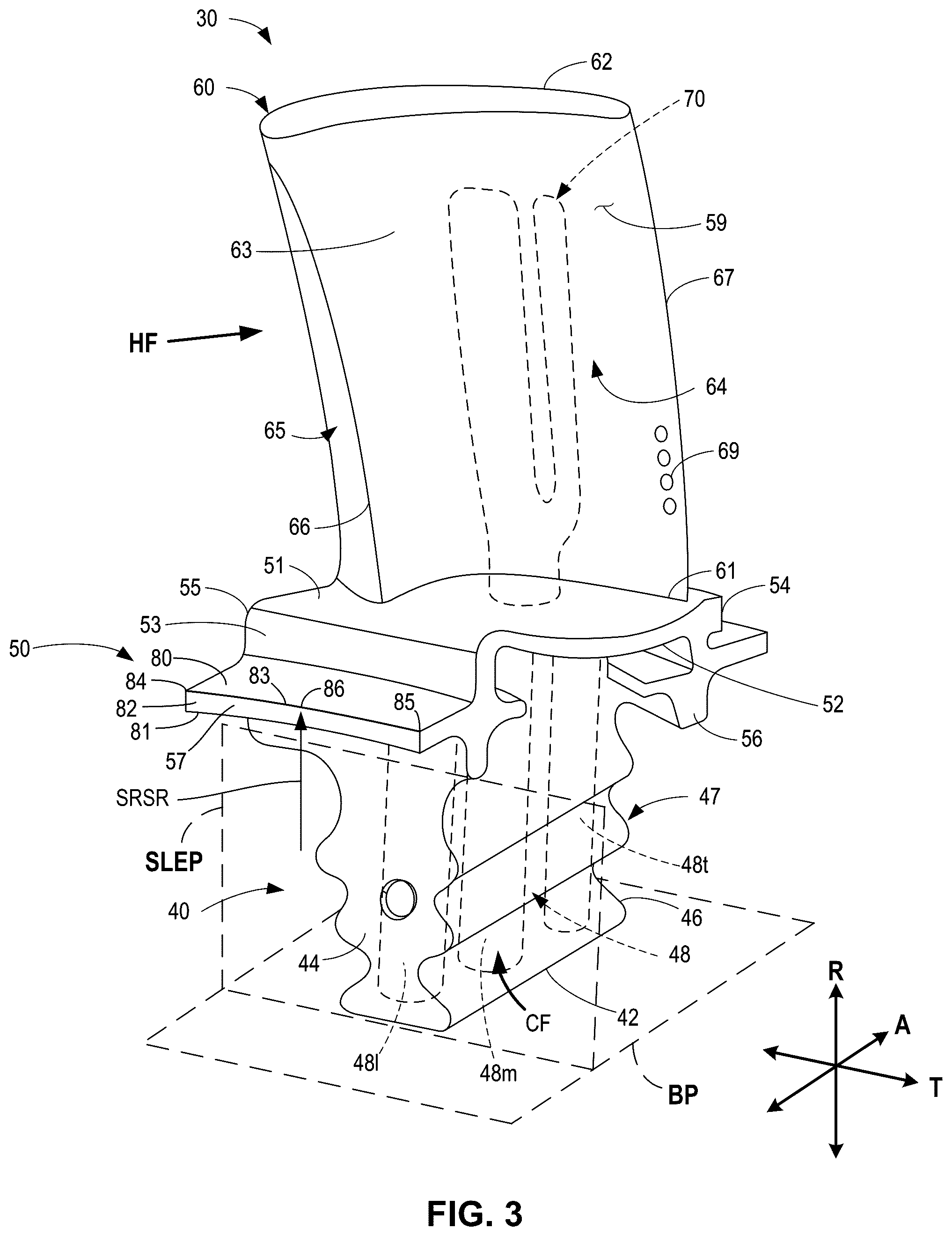 Patent US12378889 Figure 3 – Turbine engine with a blade assembly having cooling conduits